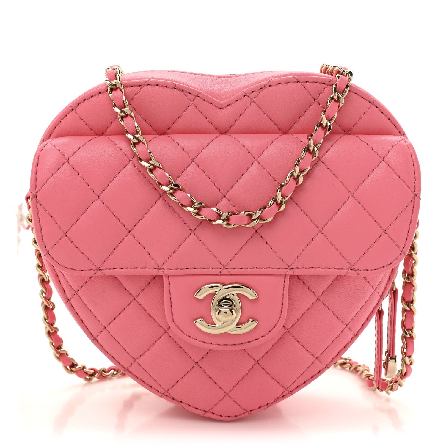 Lambskin Quilted CC In Love Heart Bag Pink