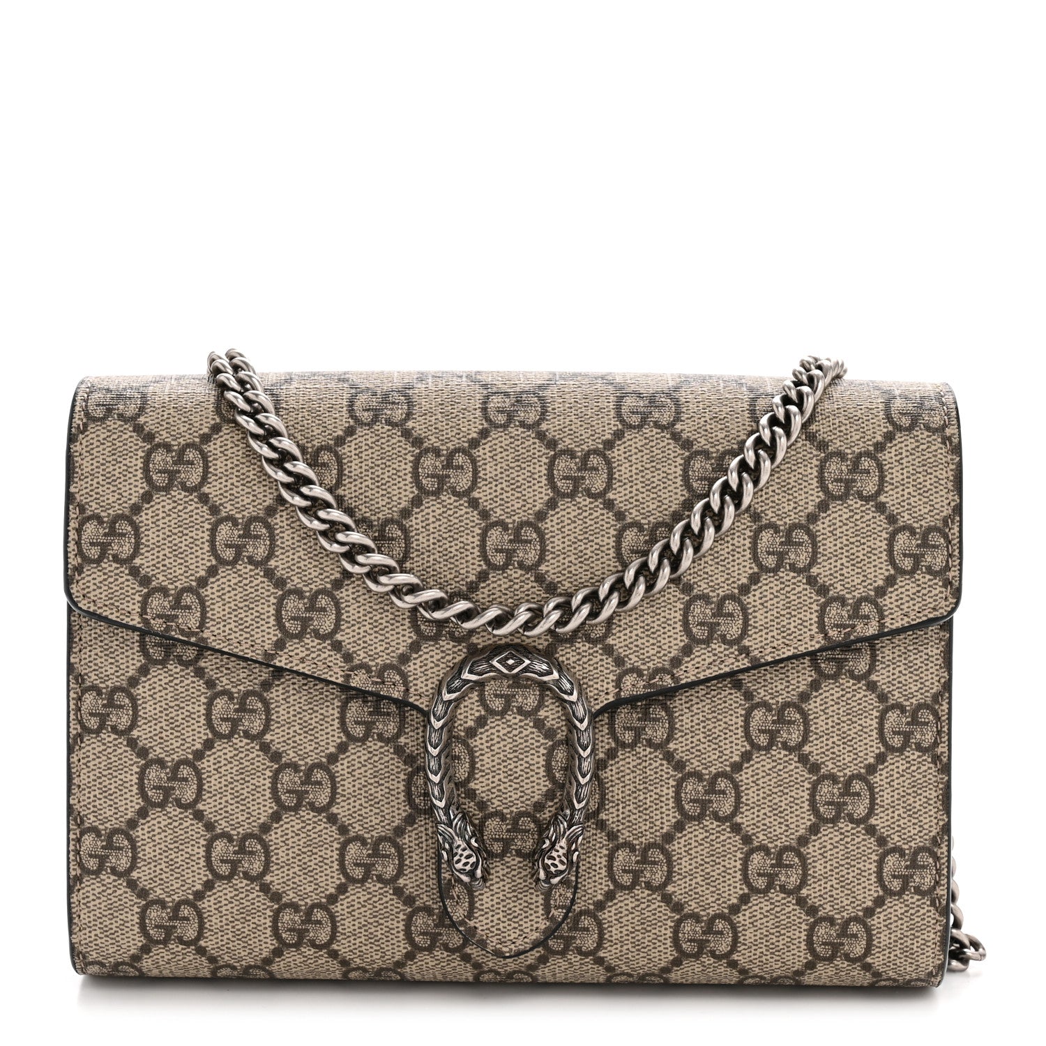 GG Supreme Monogram Mini Dionysus Chain Wallet Black