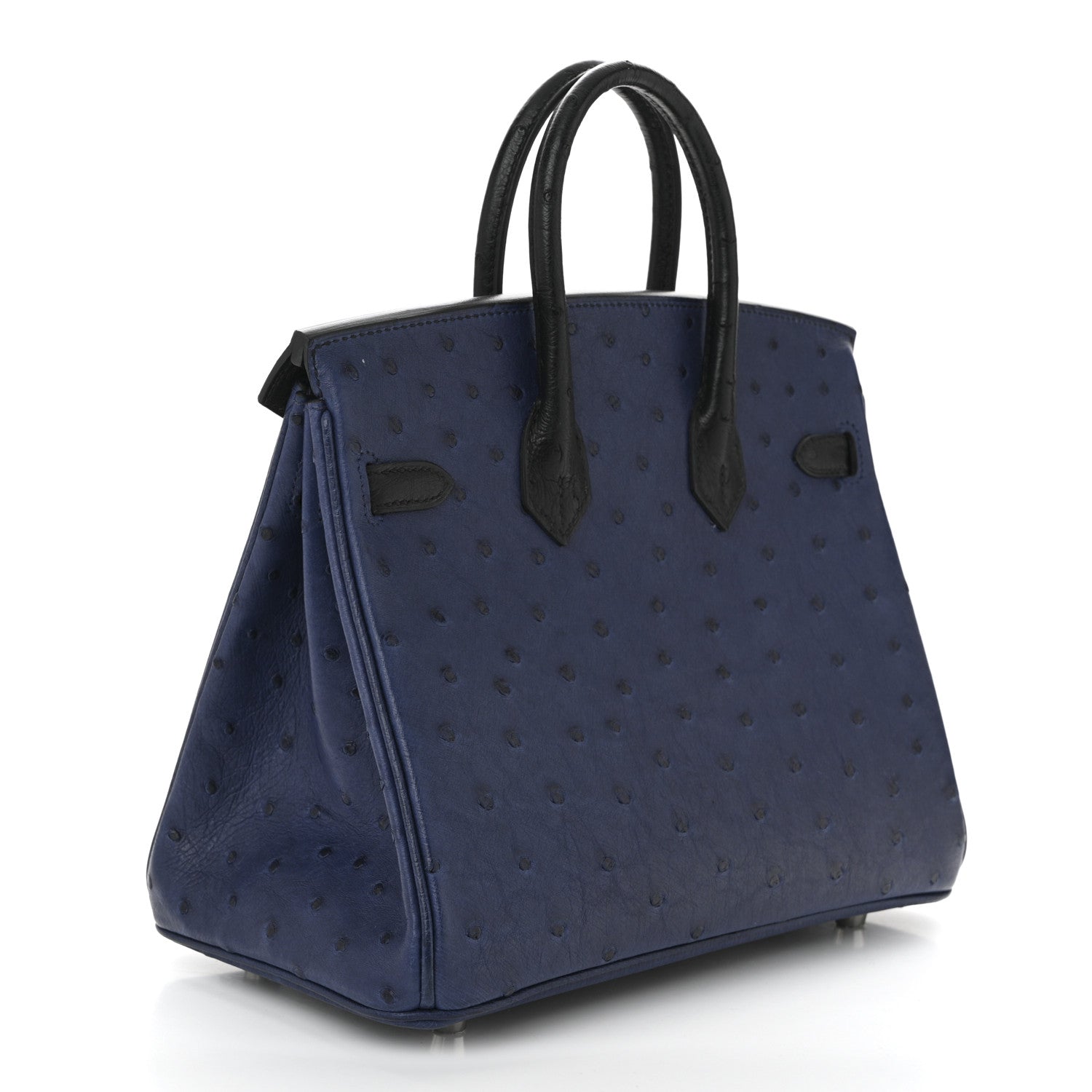 Ostrich Bi-Color Birkin 25 Bleu Iris Black