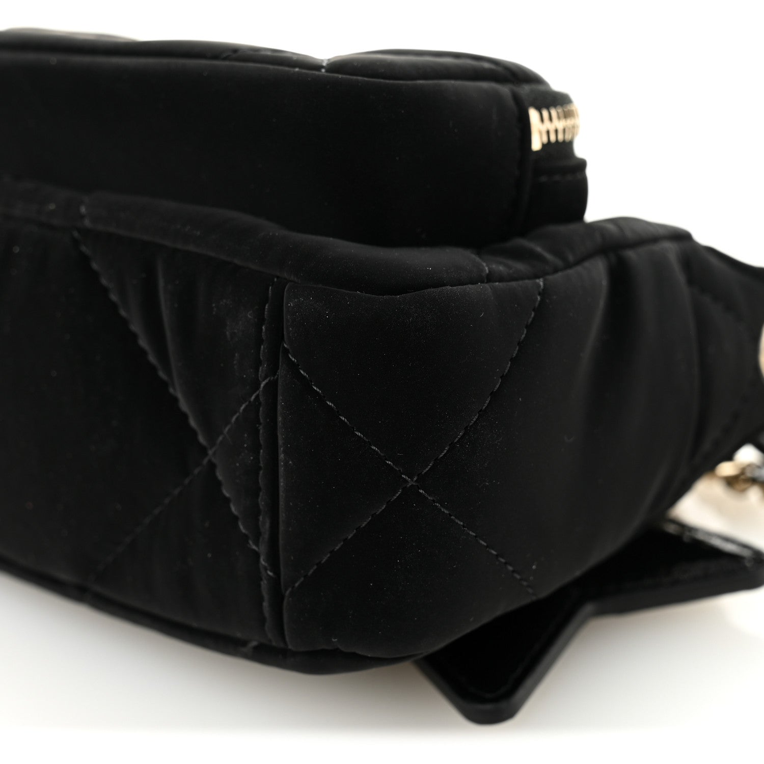 Velvet Effect Nylon Shiny Crumpled Calfskin Mini Quilted Chanel 25 Clutch With Chain Black