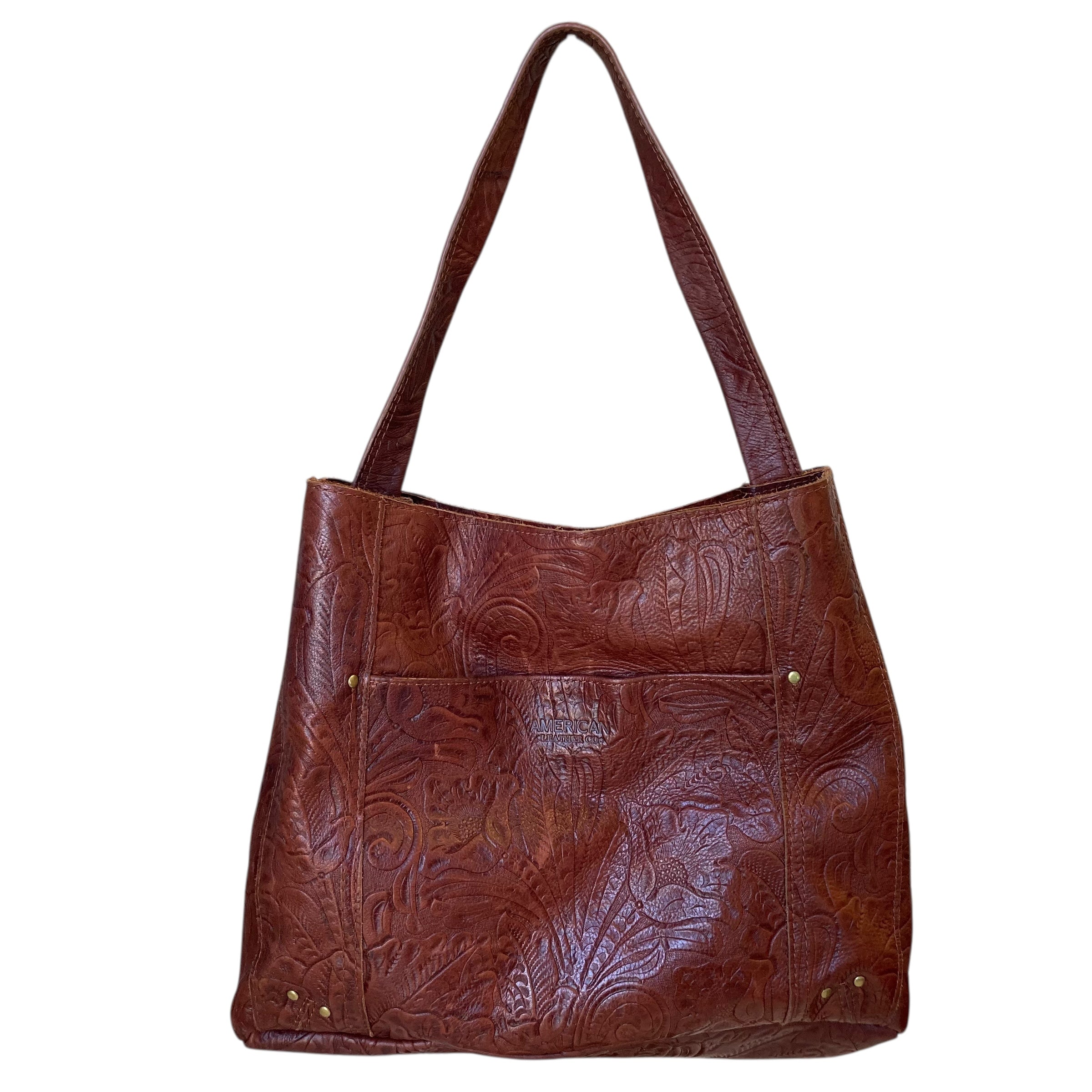 Handbag Leather By American Leather Co. In Brown, Size:Medium