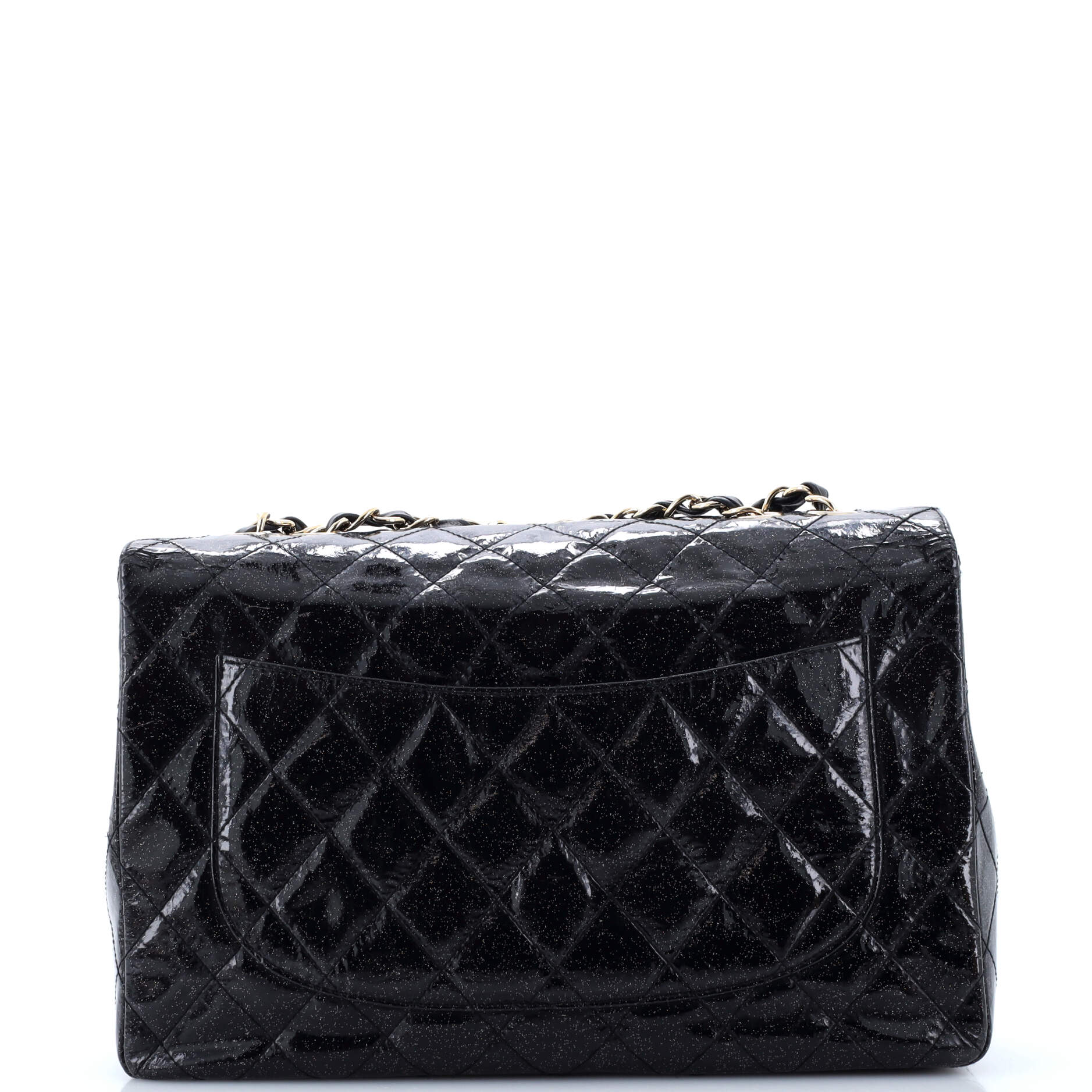 Vintage Classic Single Flap Bag Quilted Glitter Patent Jumbo
