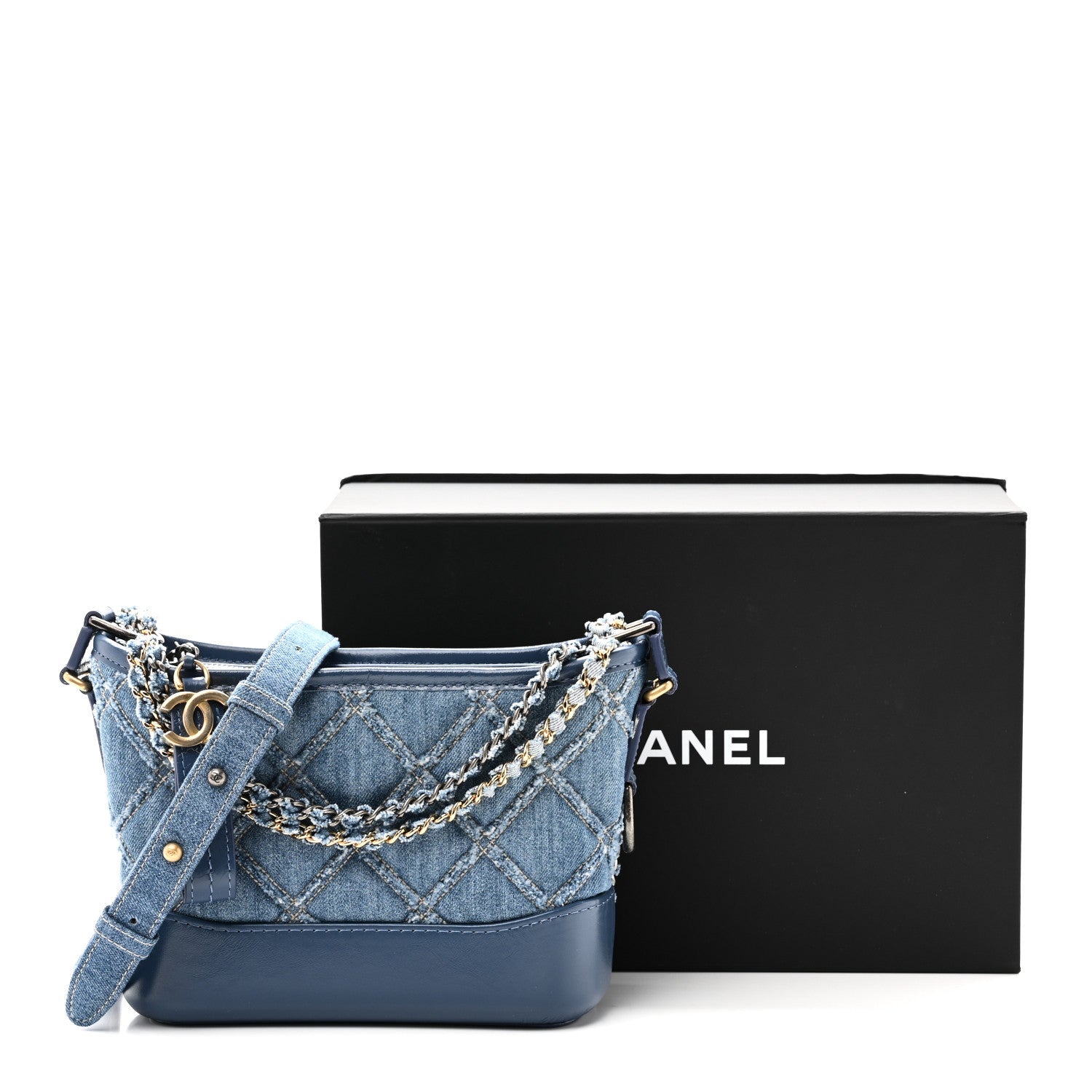 Denim Calfskin Small Gabrielle Hobo Blue