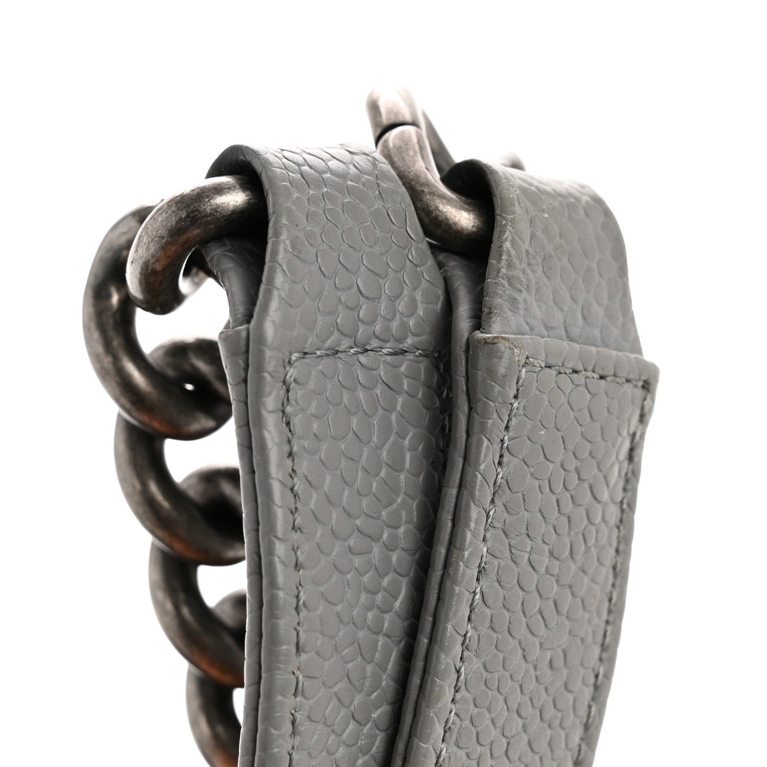 Caviar Chevron Quilted Medium Boy Flap Grey