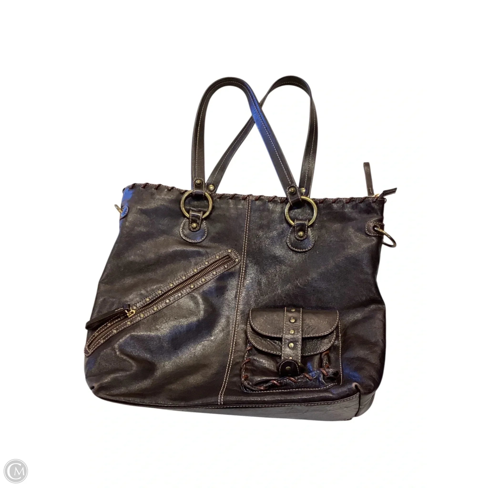 Handbag Leather By Clothes Mentor, Size: Medium
