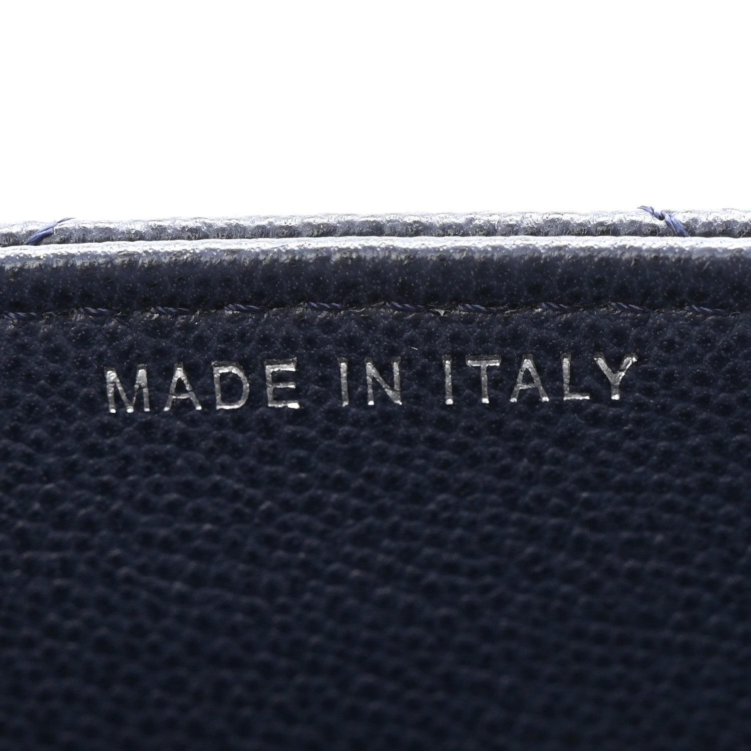Grained Calfskin Quilted CC Box Clutch With Chain Navy