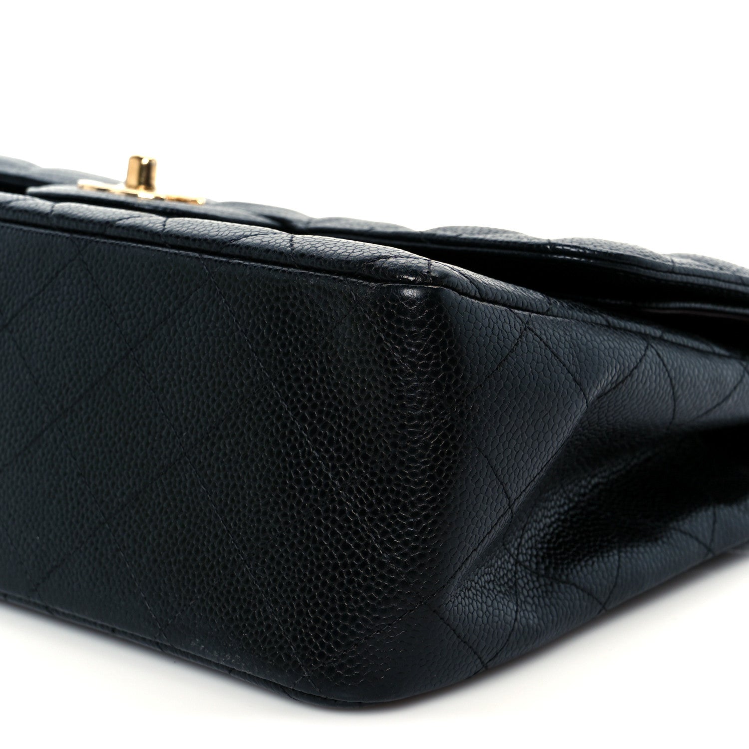 Caviar Quilted Jumbo Double Flap Black