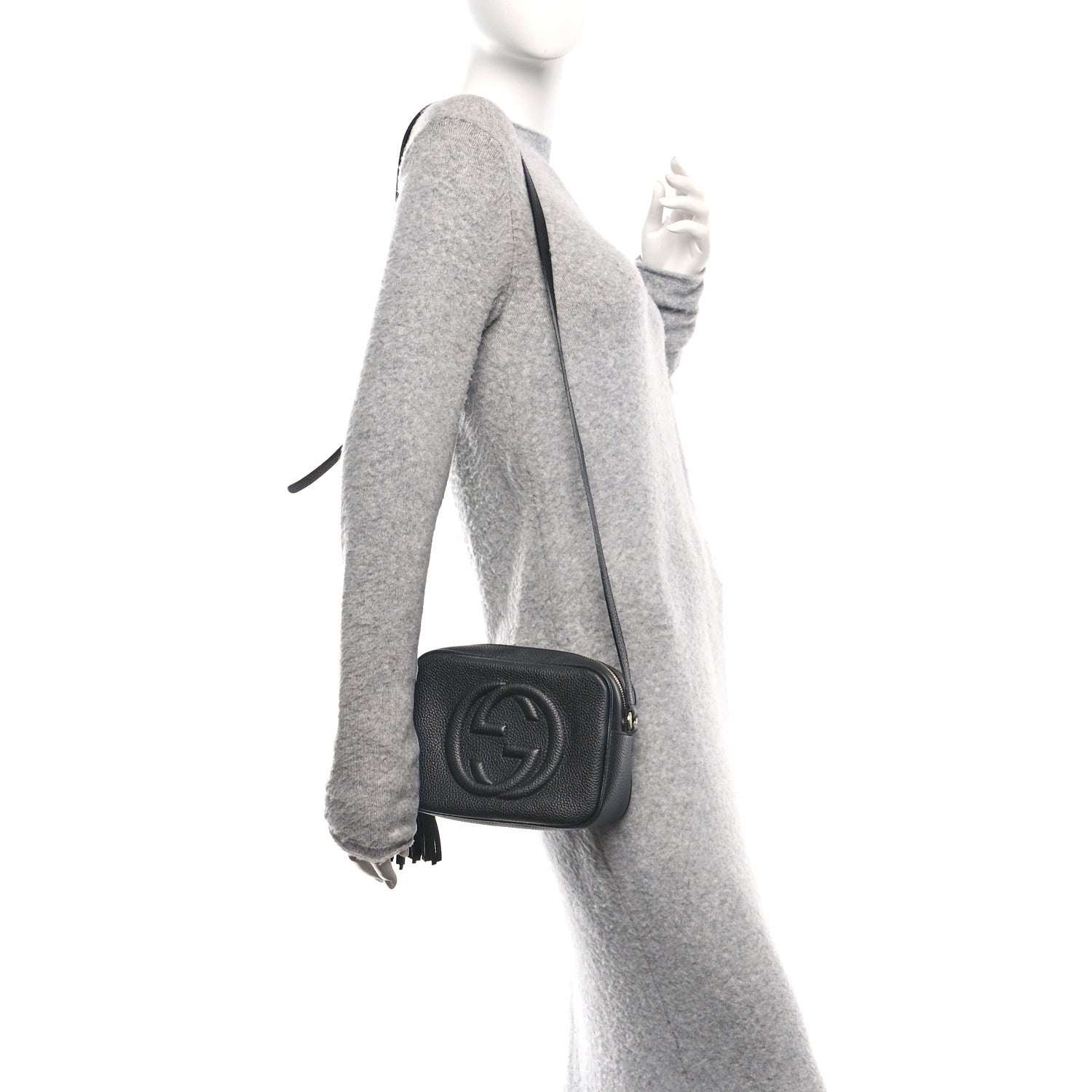 Pebbled Calfskin Small Soho Disco Bag Black