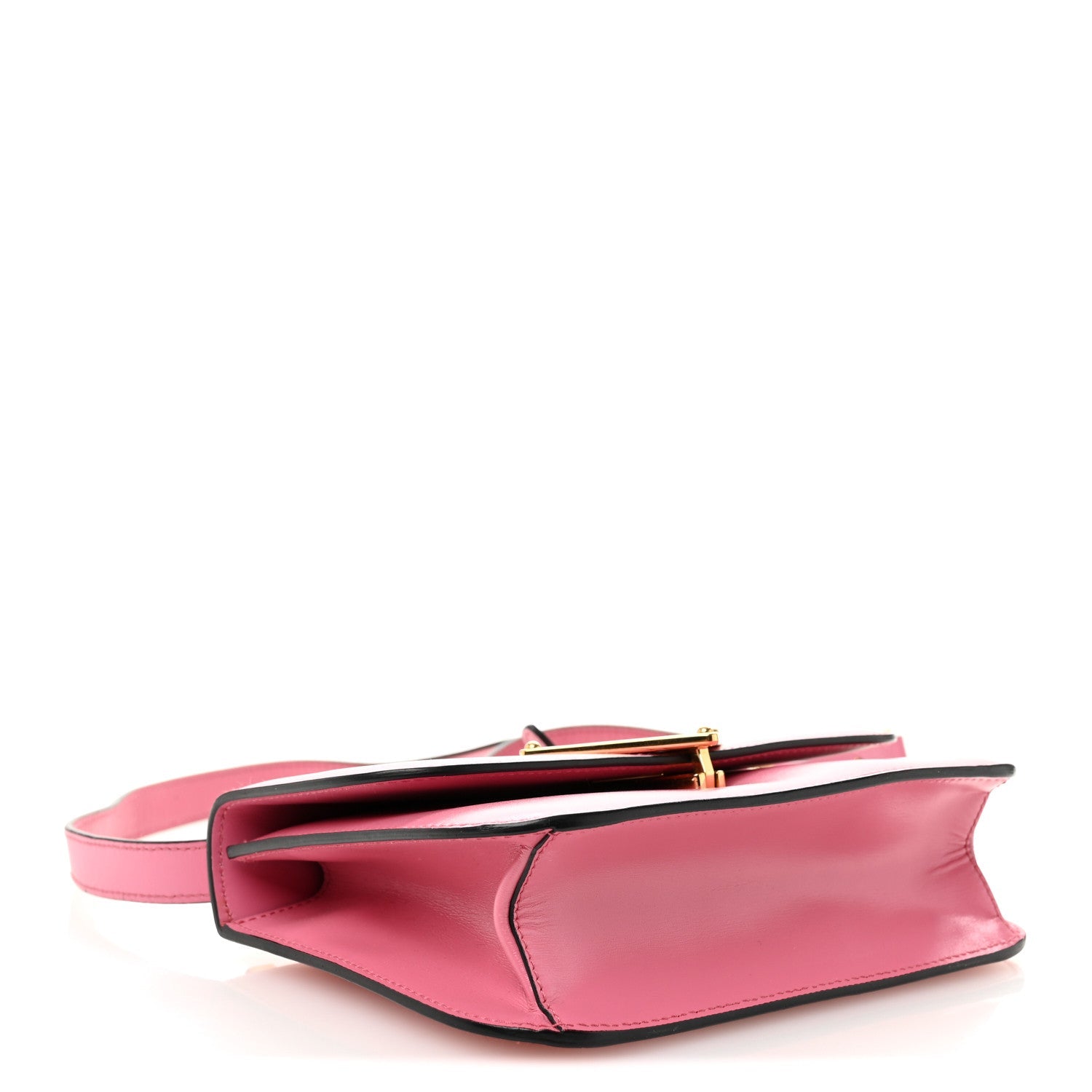 Box Calfskin Triangle Embleme Flap Shoulder Bag Begonia
