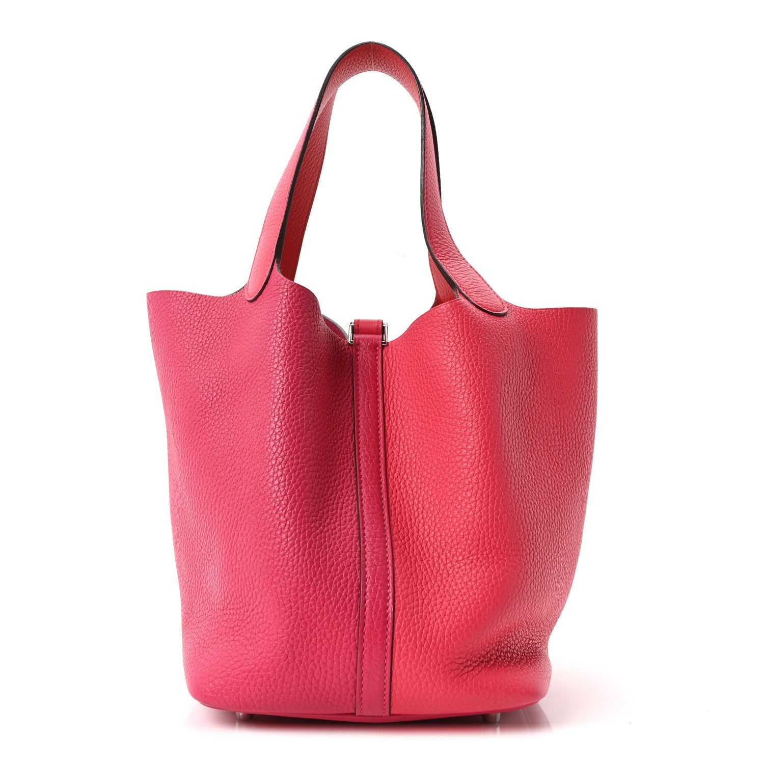 Taurillon Clemence Casaque Picotin Lock 22 MM Rose Extreme Rose Mexico Rouge De Coeur