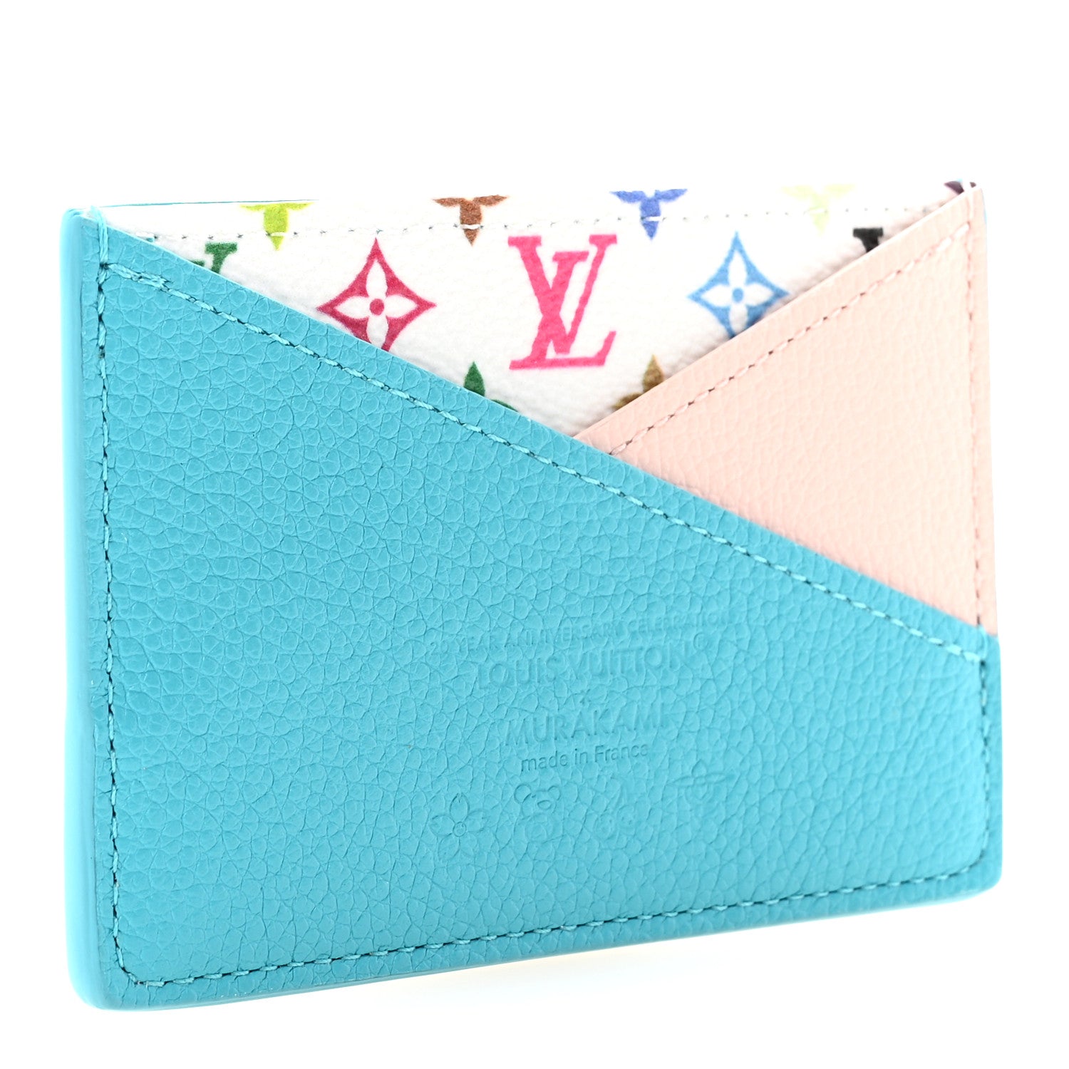 LV X TM Monogram Multicolor Criss-Cross Card Holder Kabira Blue Rose