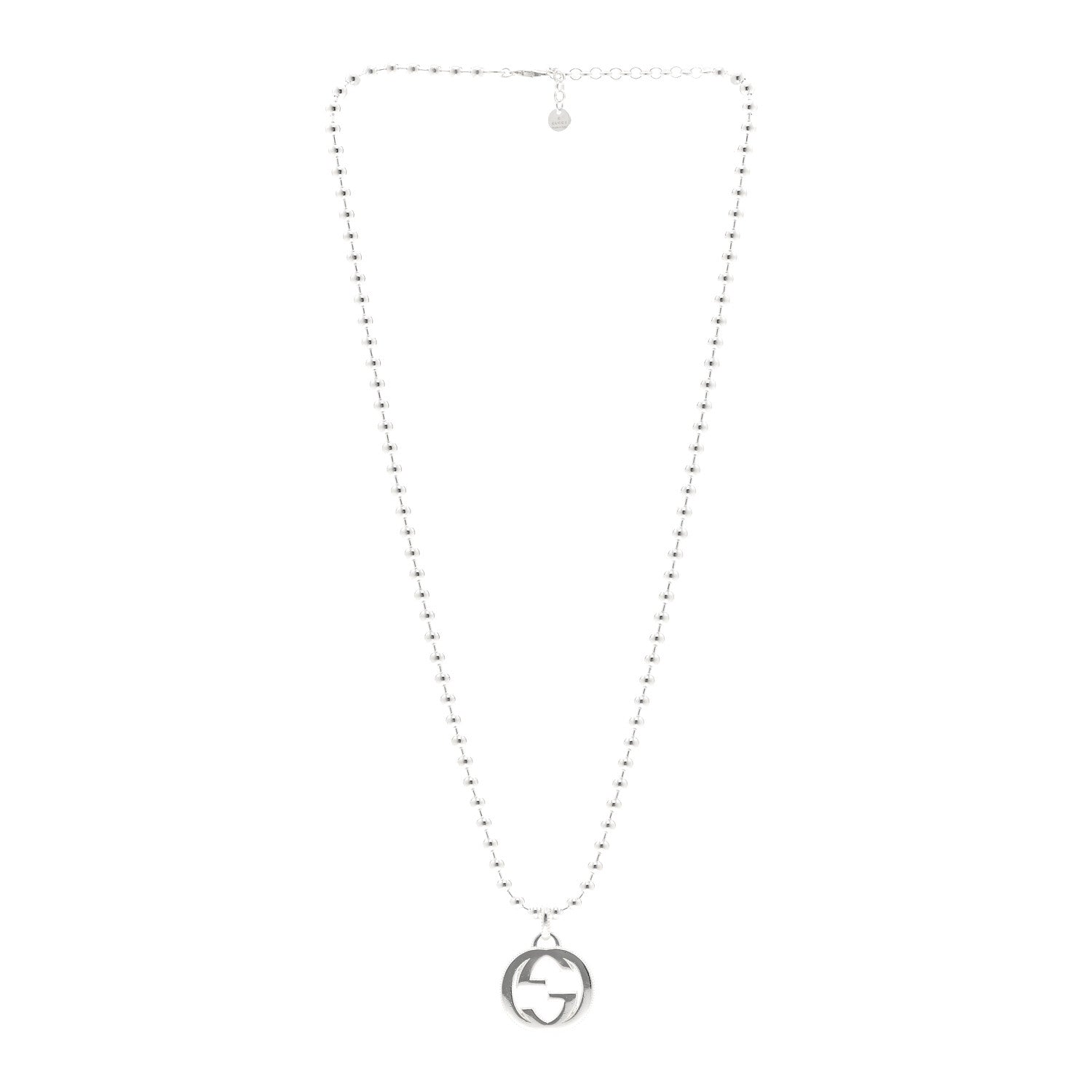 Sterling Silver Interlocking GG Pendant Beaded Necklace