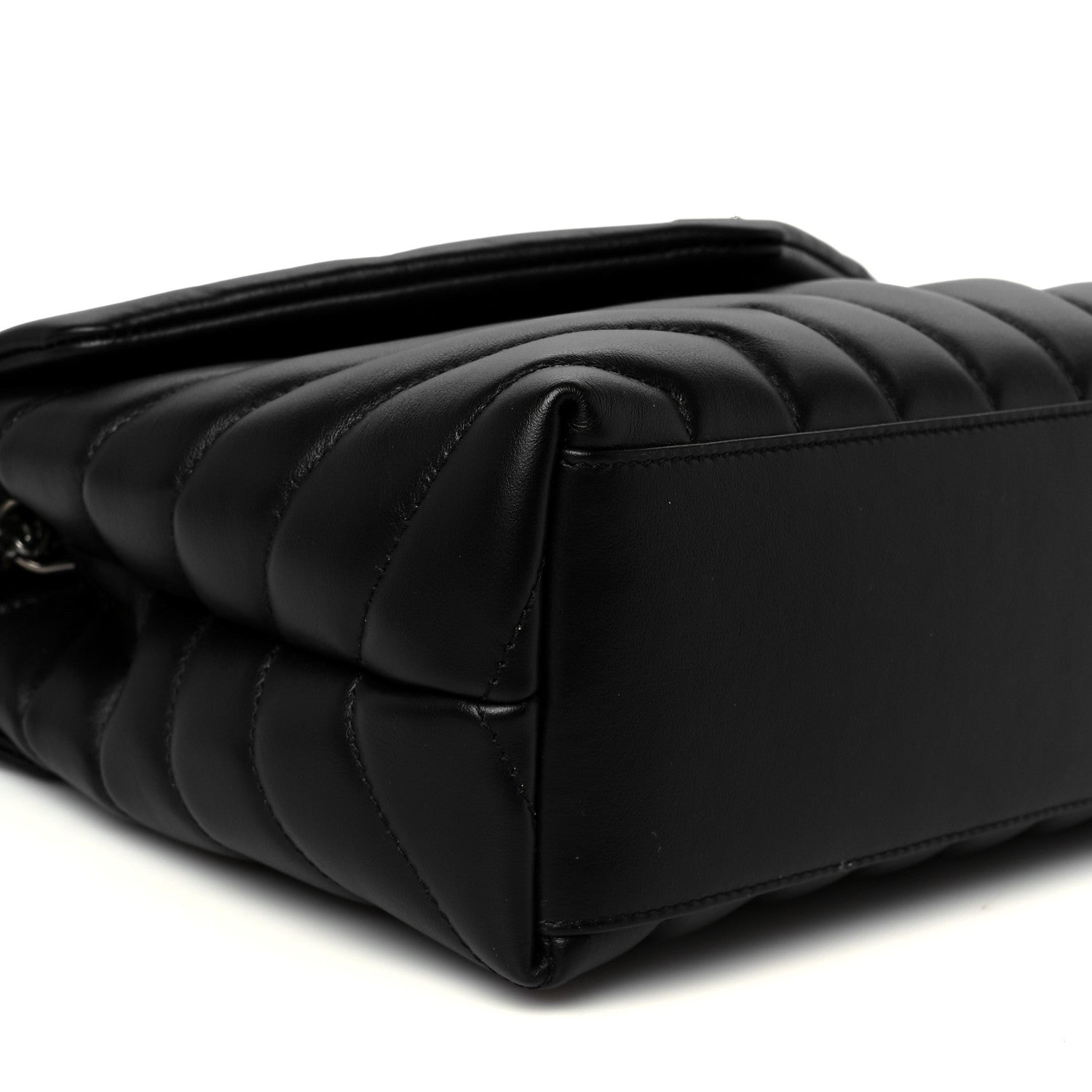 Calfskin Y Quilted Monogram Small Loulou Chain Satchel Black