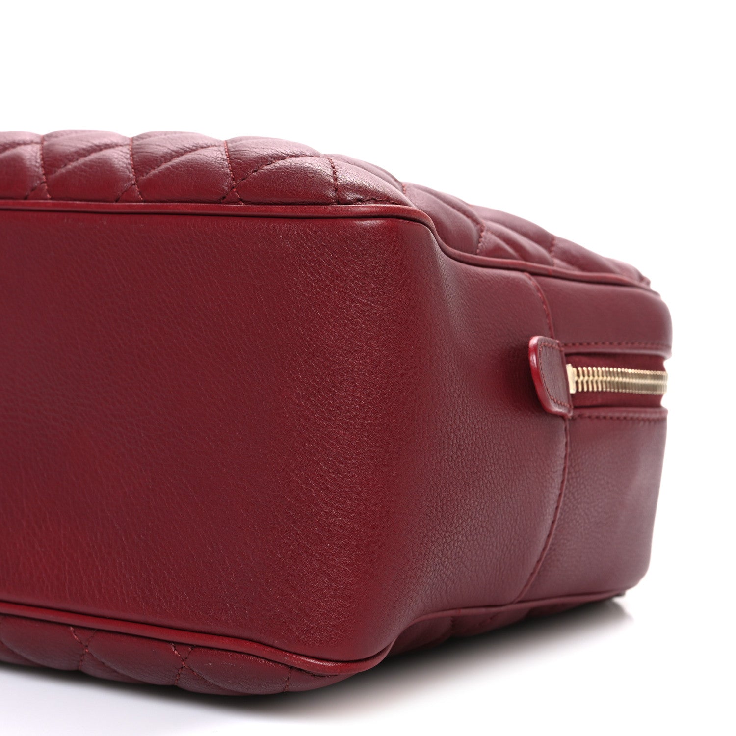 Calfskin Quilted CC Medium Vanity Case Dark Red