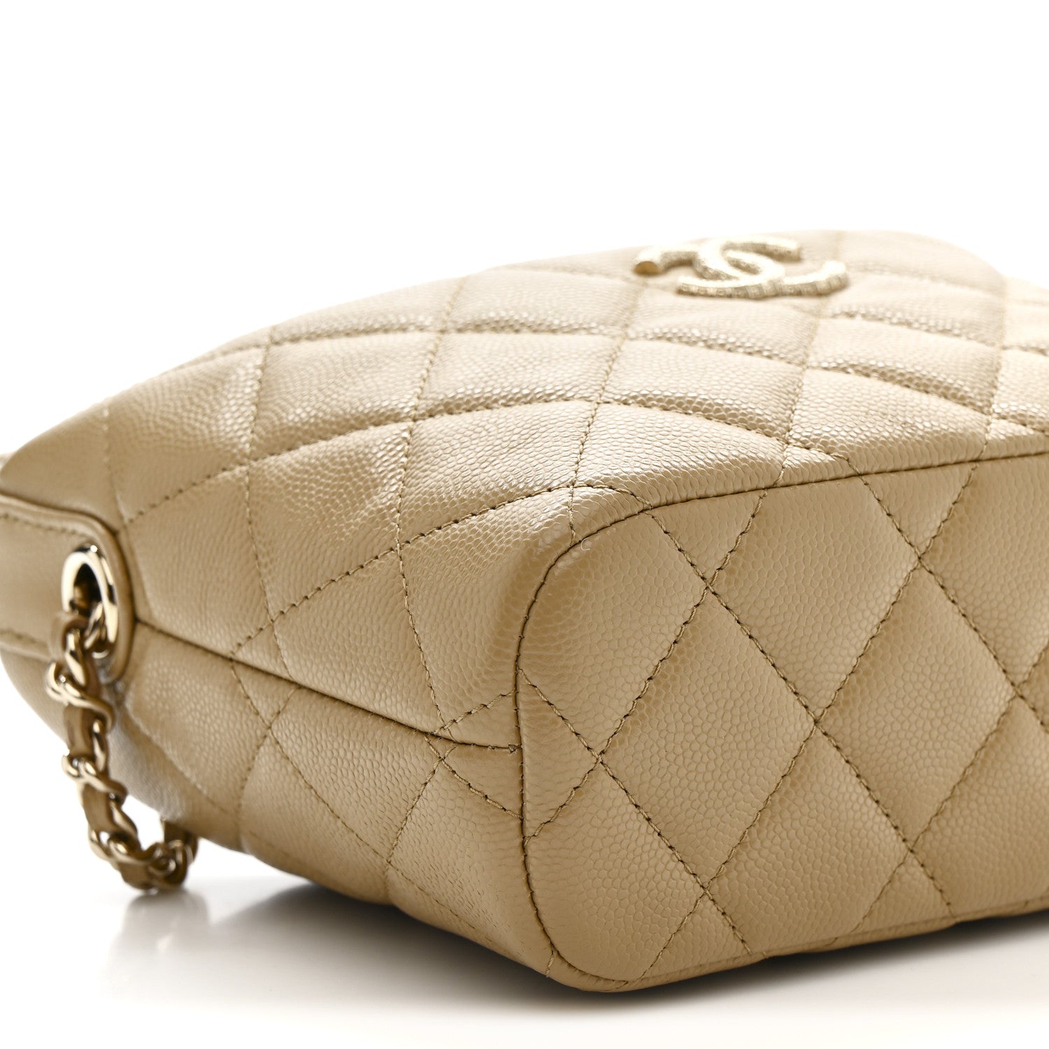 Caviar Quilted Hobo Dark Beige