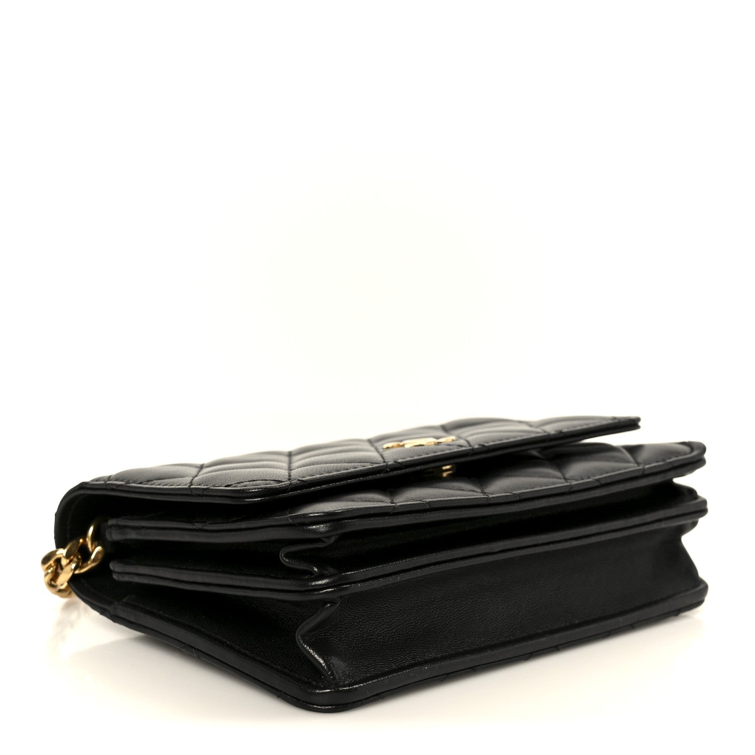 Lambskin Quilted CC Pearl Enamel Clutch on Chain WOC Black
