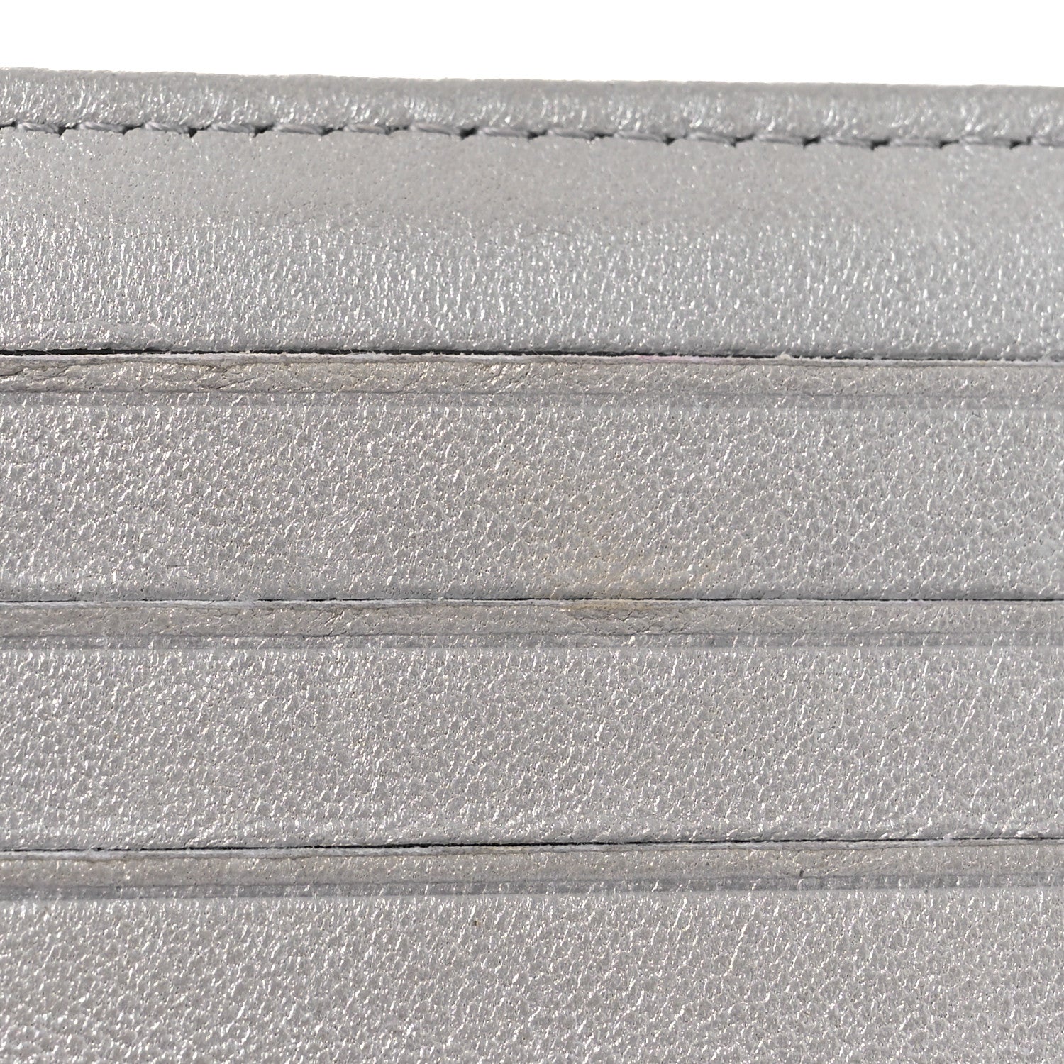 Metallic Caviar Quilted Compact Flap Wallet Silver