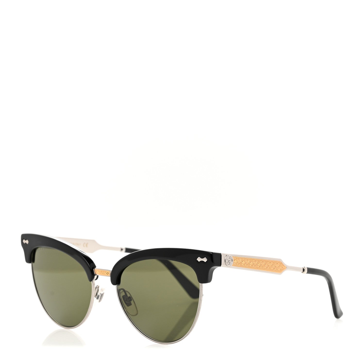 Acetate Damascato Cat Eye Sunglasses GG0055S Black Gold