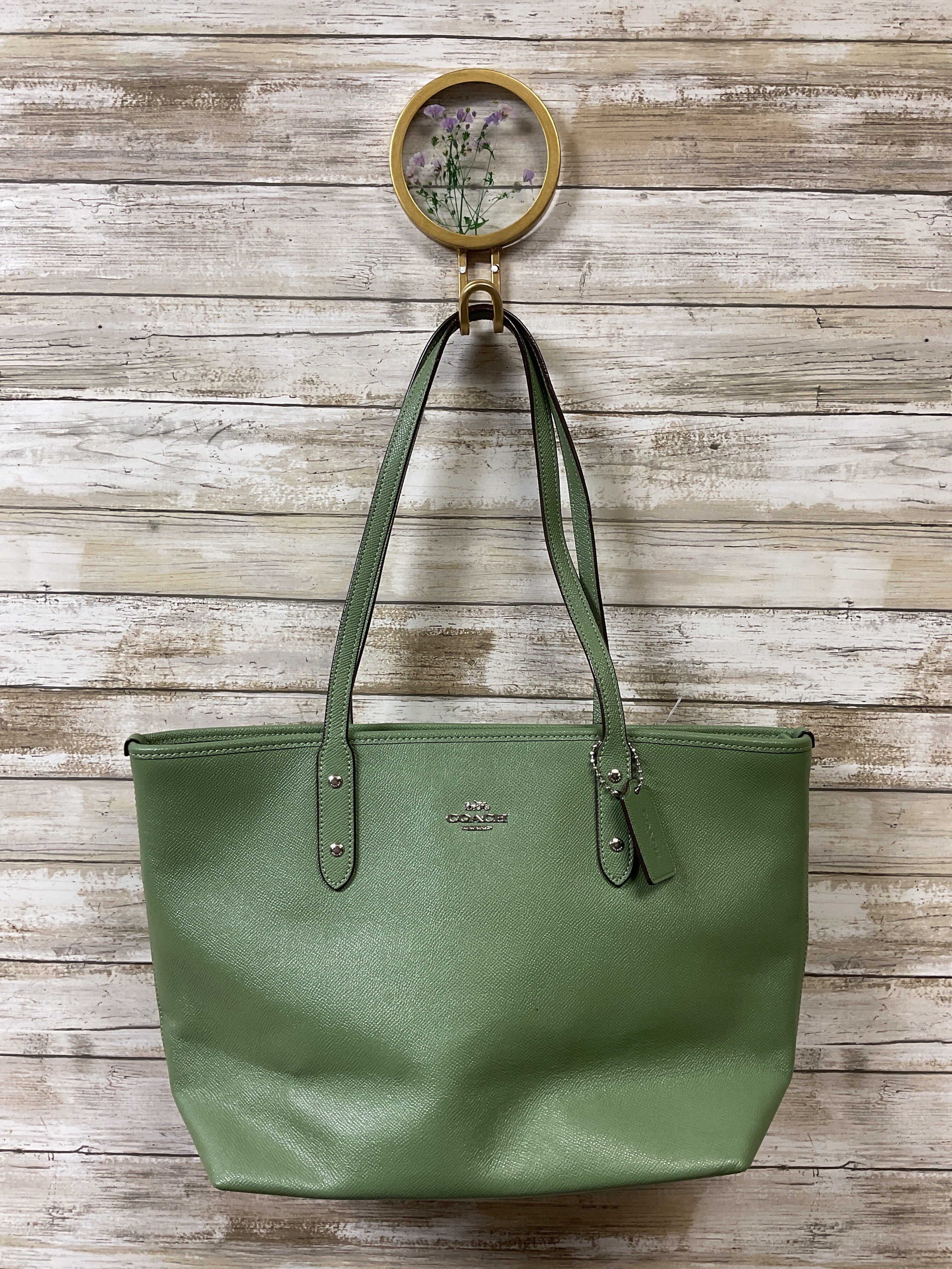 Handbag Designer By Coach In Green, Size:Medium