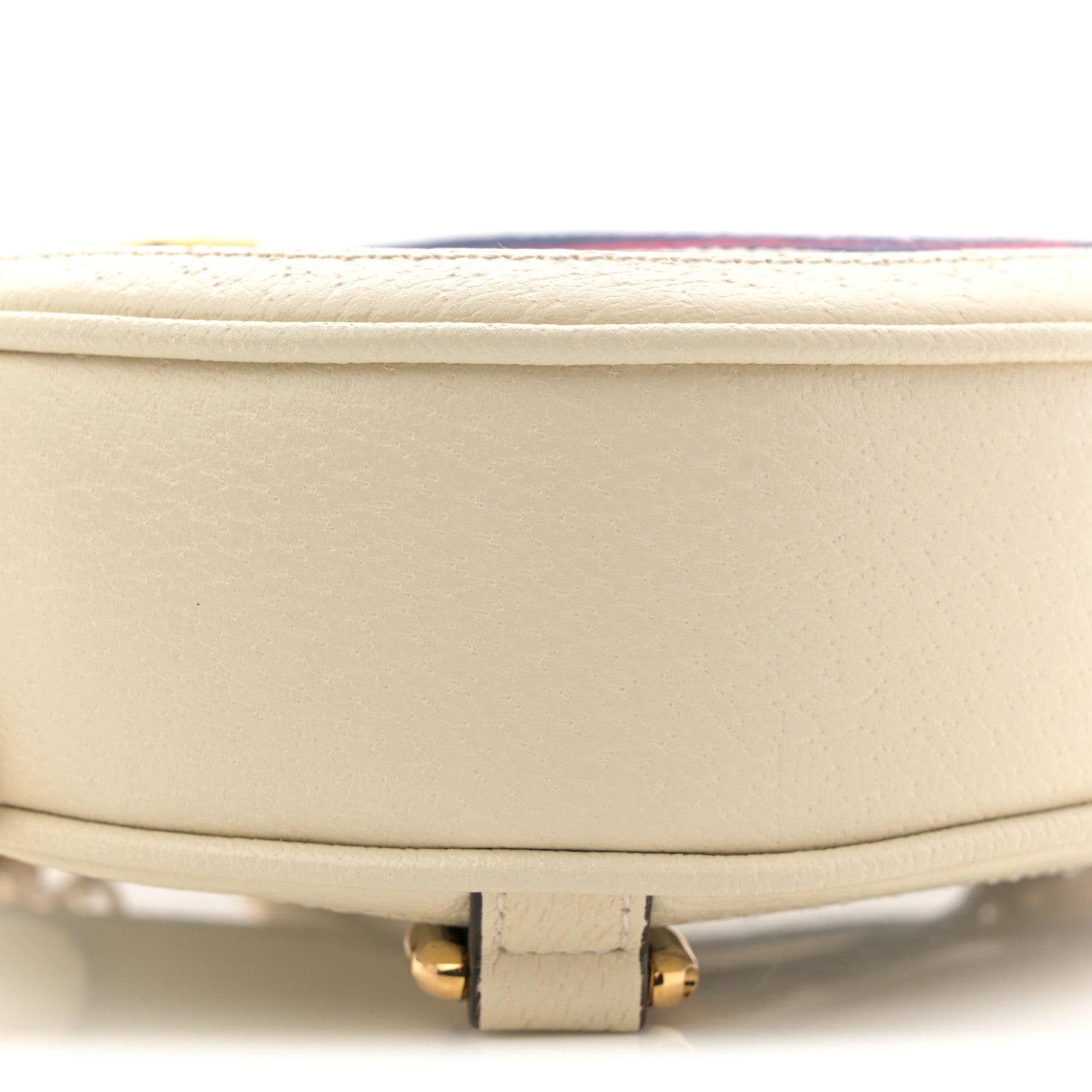 Textured Calfskin Web Mini Ophidia Round Backpack Mystic White