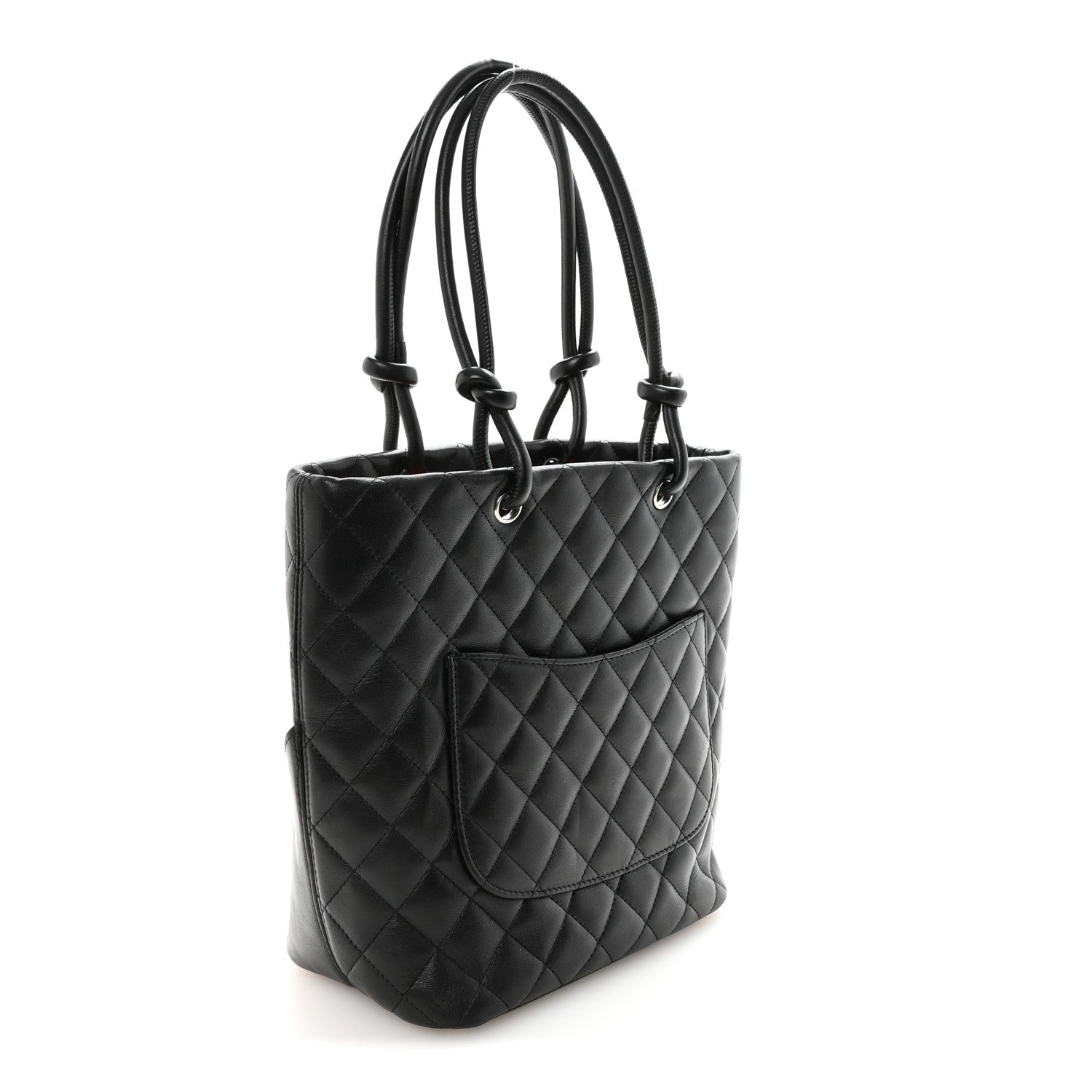 Calfskin Quilted Medium Cambon Tote Black White