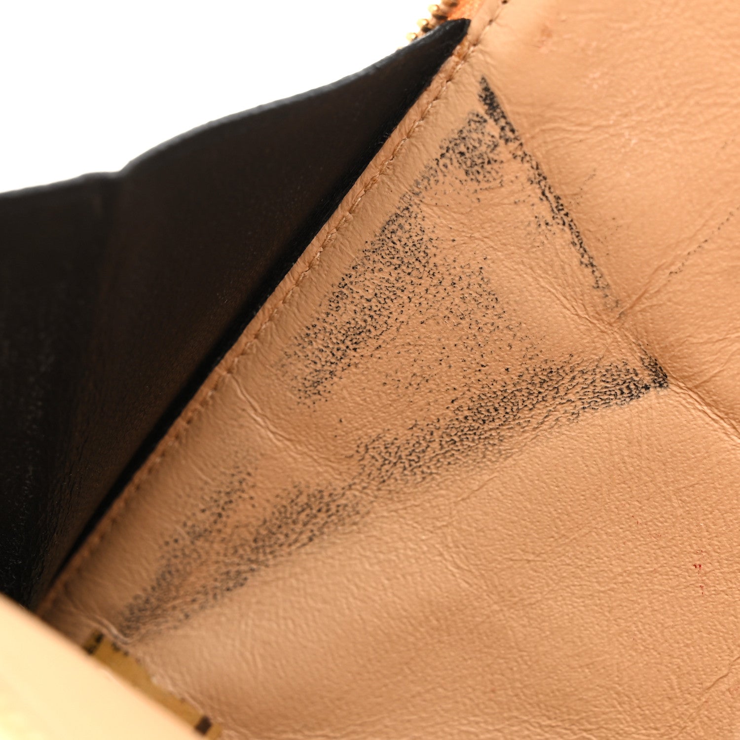 Lambskin Quilted Chocolate Bar Wristlet Beige
