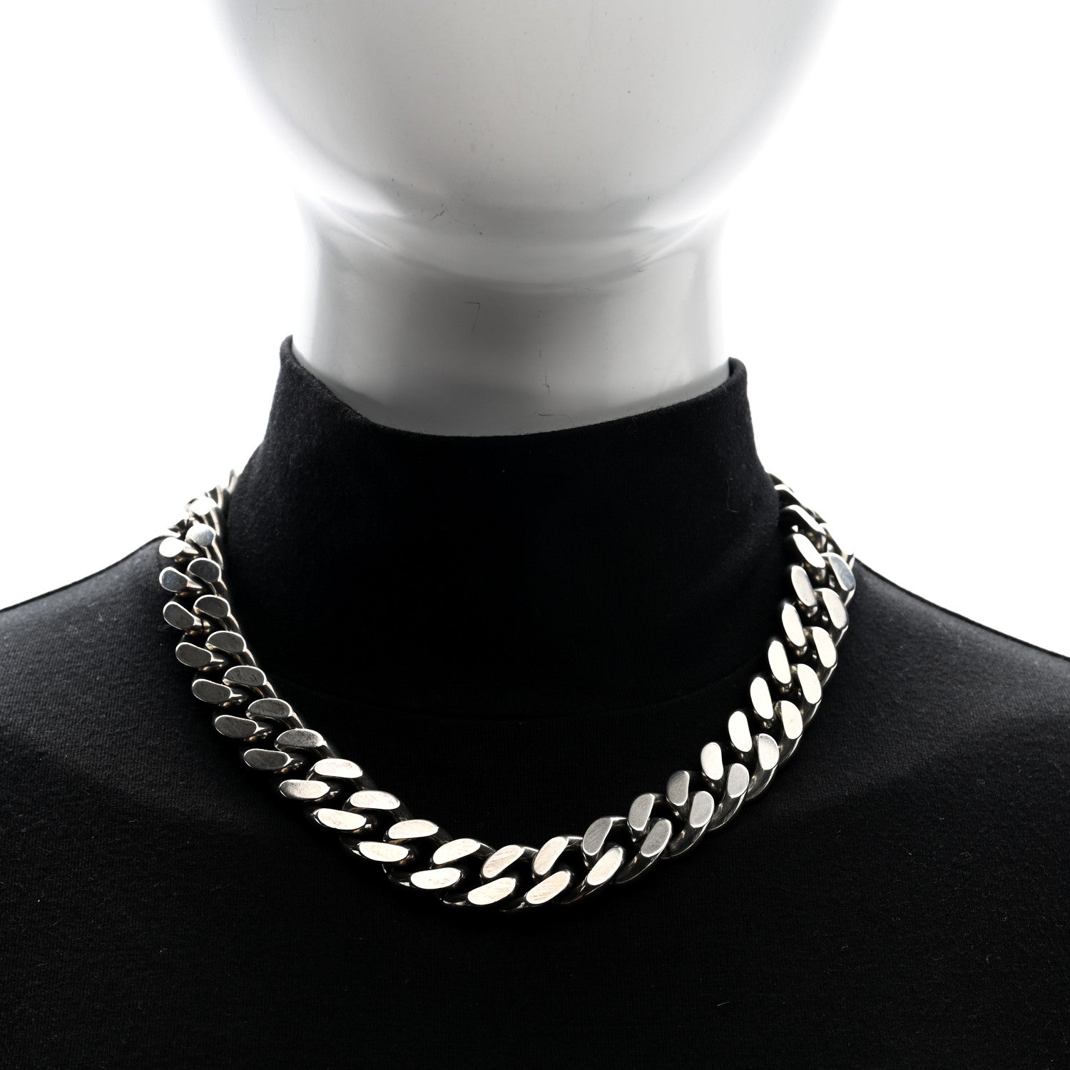 Metal Curb Chain Necklace Oxidized Silver