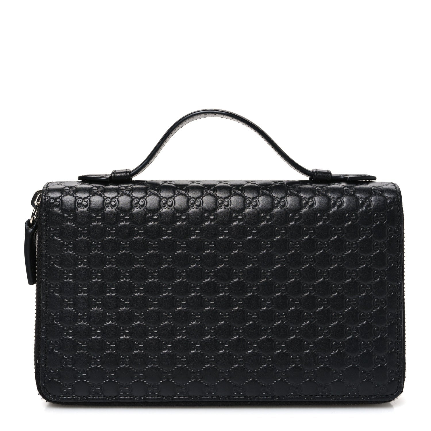 Microguccissima Zip Around Top Handle Travel Wallet Black