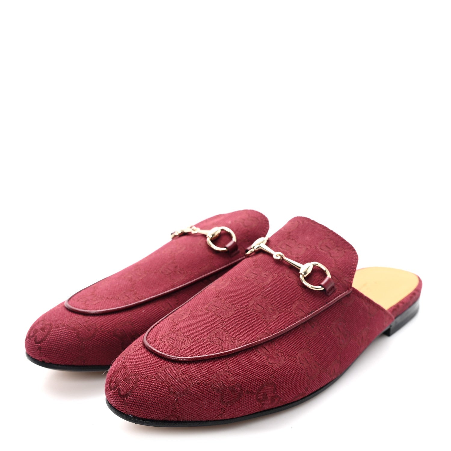 New Canvas GG Monogram Malaga Kid Womens Princetown Slippers 40 Rosso Ancora