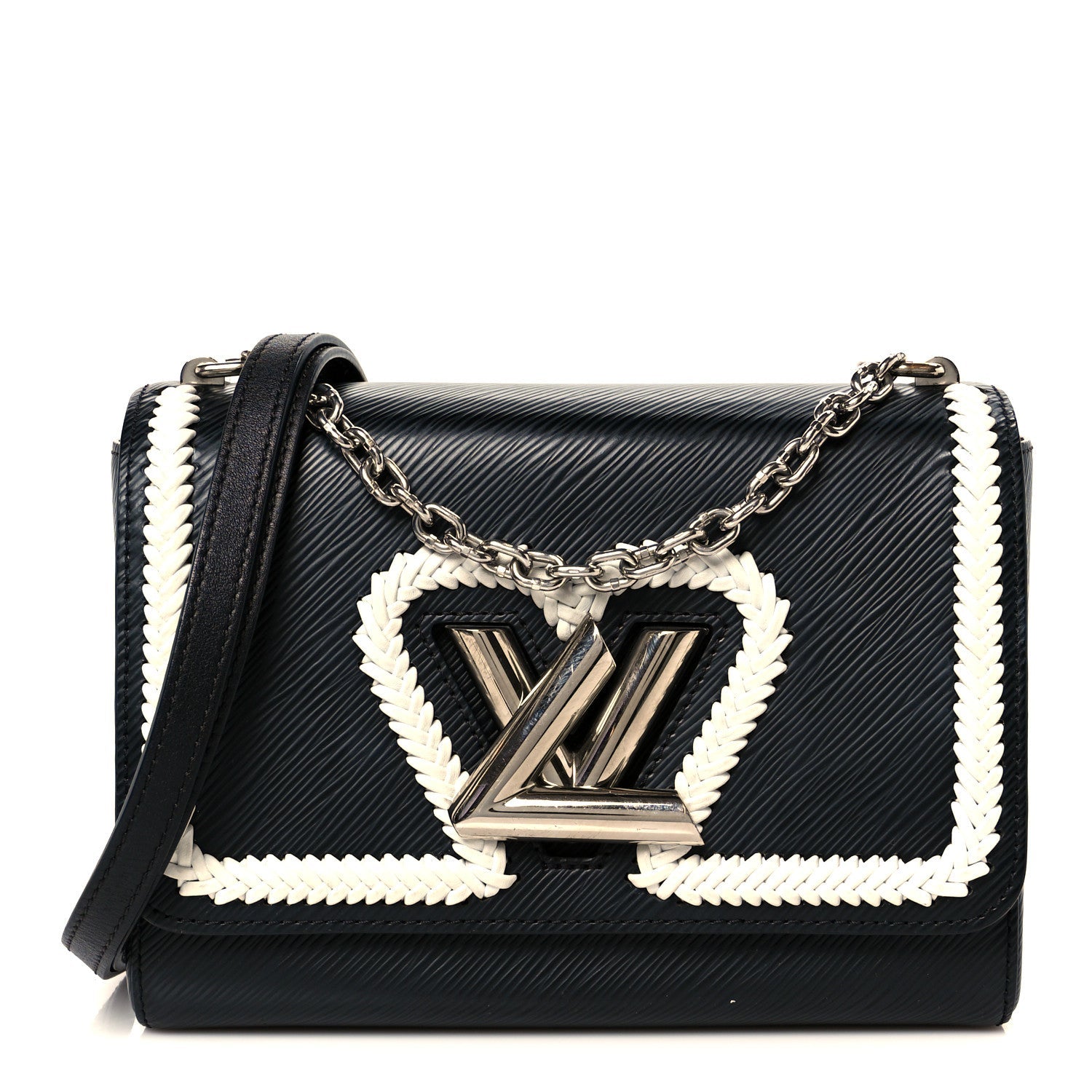 Epi Whipstitch Heart Twist Shoulder Bag MM Black