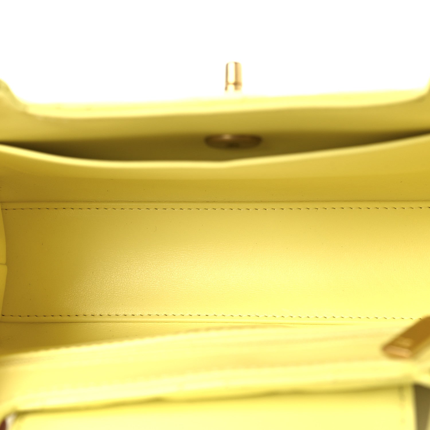 Shiny Aged Calfskin Quilted Nano Kelly Shopper Light Yellow