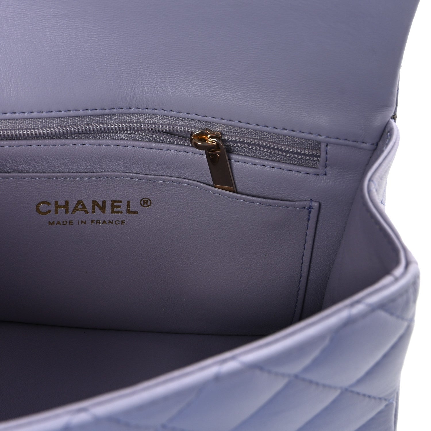 Lambskin Quilted Mini Top Handle Rectangular Flap Light Purple