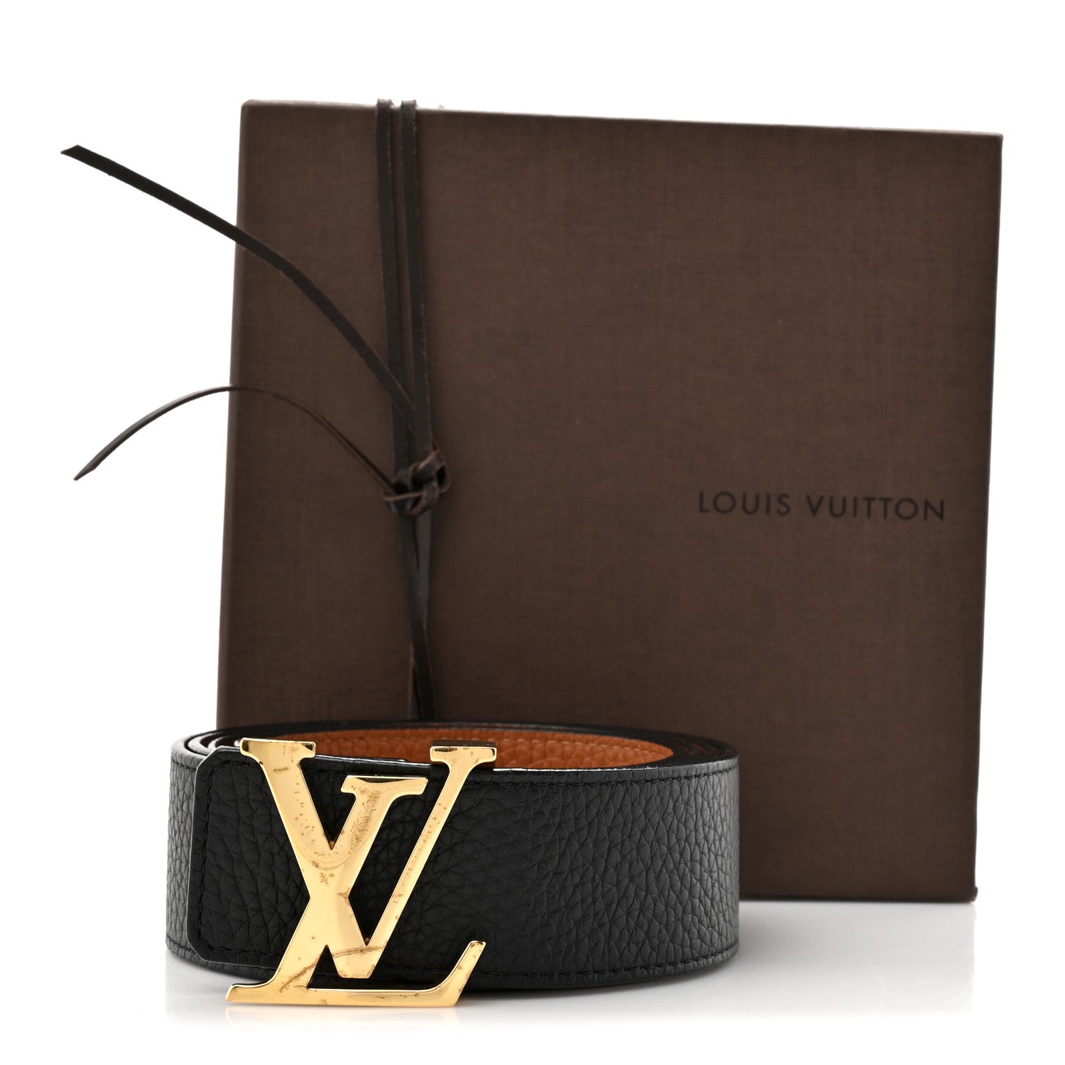 Taurillon Calfskin 30mm LV Initiales Reversible Belt 110 44 Black