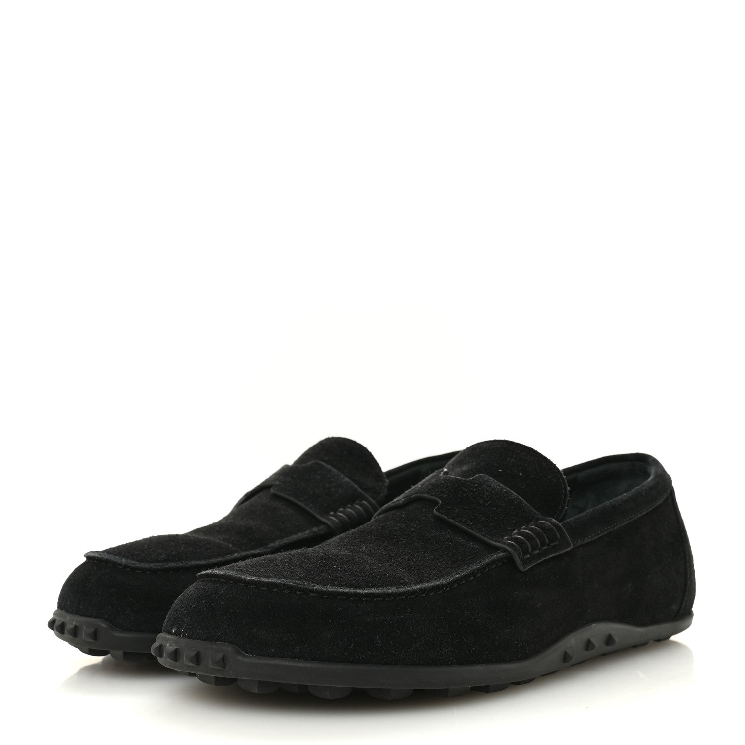 Suede Calfskin Womens Lazy Loafers 41 Black