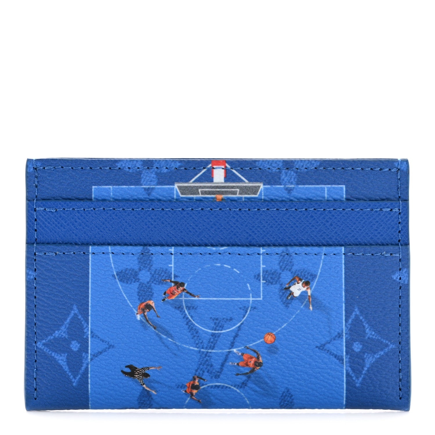 Monogram Double Card Holder Basketball Blue