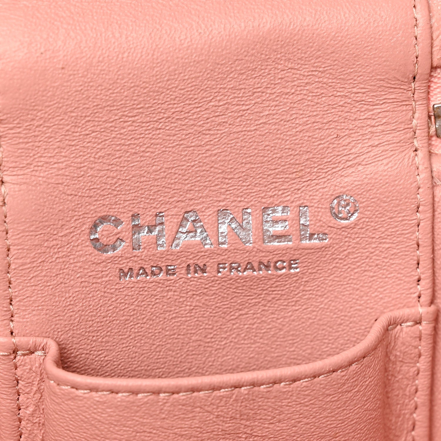 Lambskin Quilted Top Handle Vanity Case With Chain Light Pink