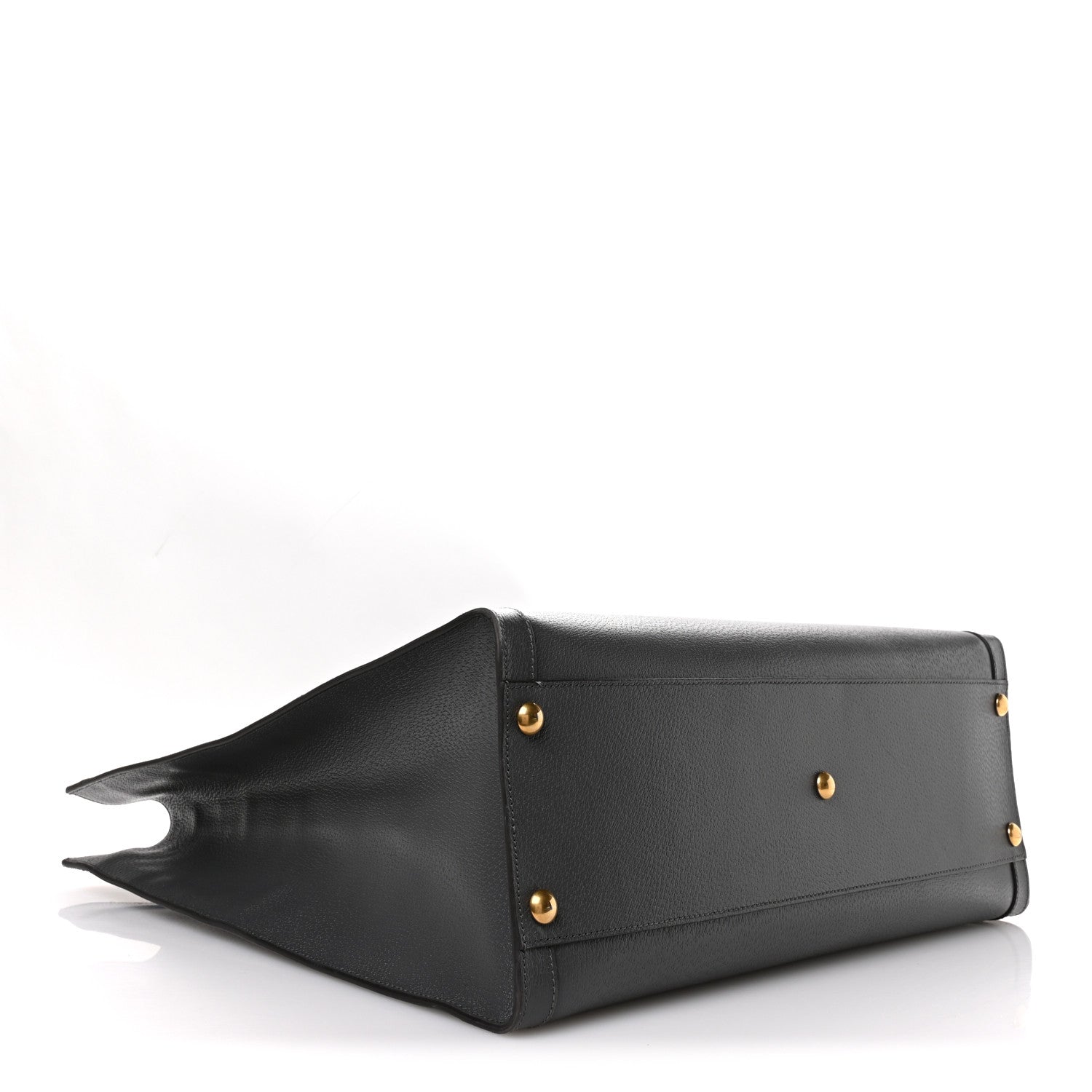 Textured Dollar Calfskin Web Studded Maxi Diana Tote Bag Graphite Grey