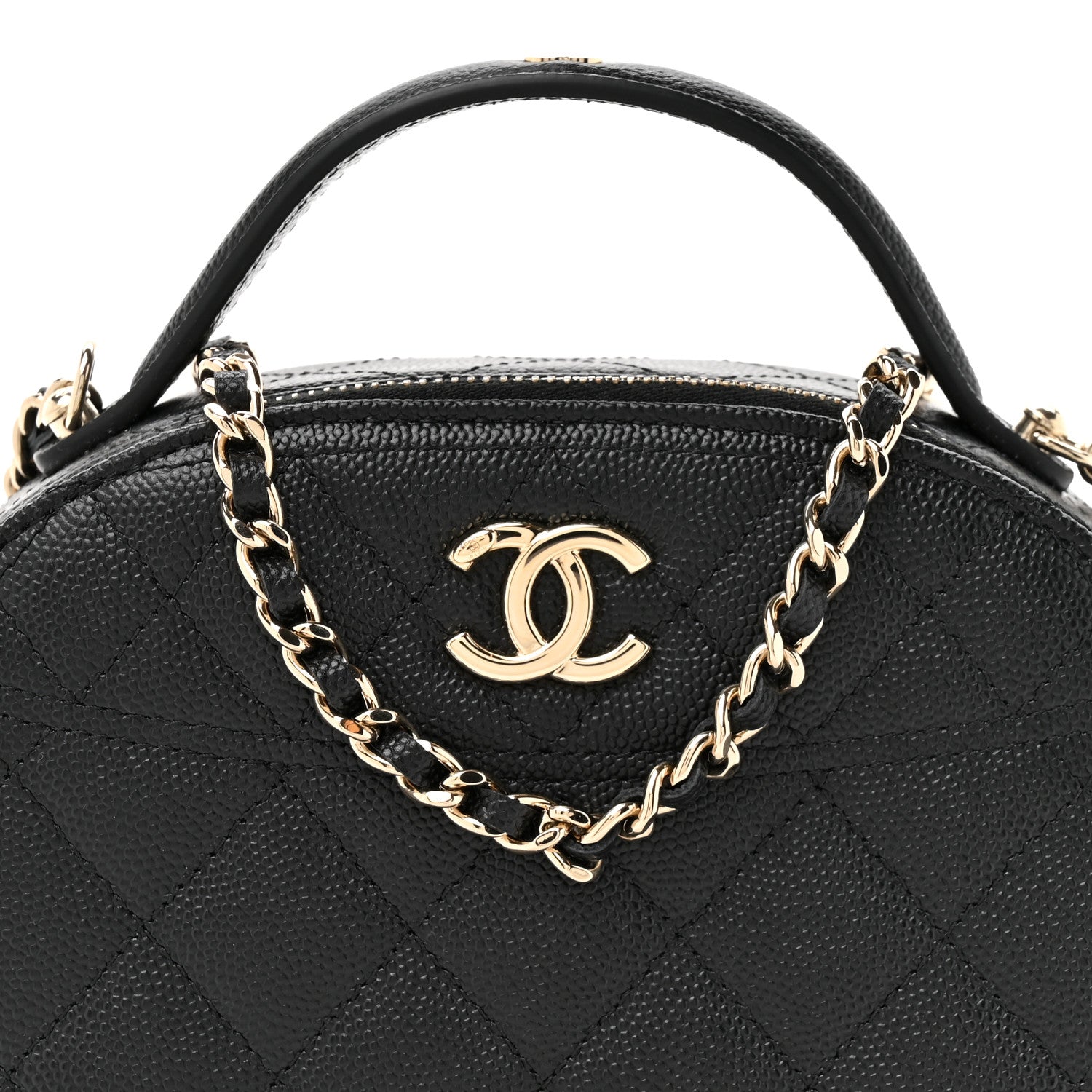 Caviar Quilted Top Handle Vanity Case Black