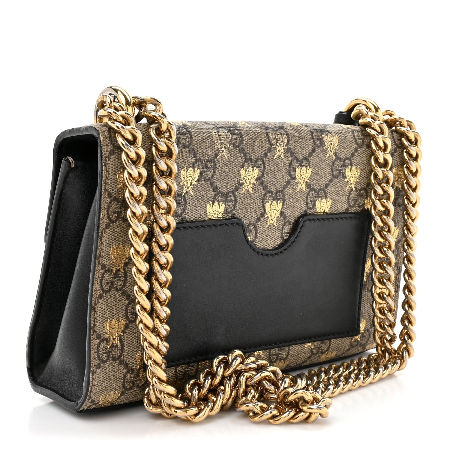GG Supreme Monogram Bees Small Padlock Shoulder Bag Black