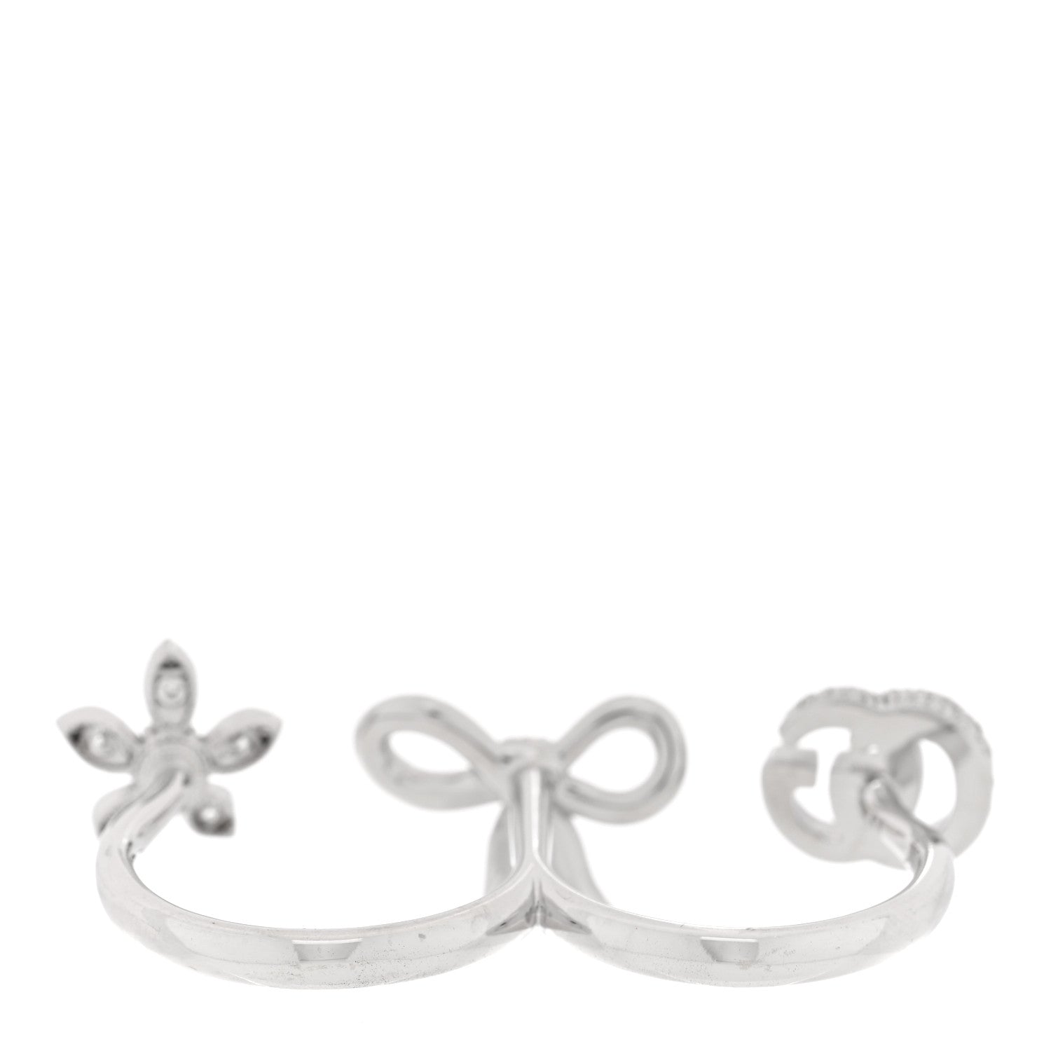 18K White Gold Diamond Flora Bow Flower Ring M