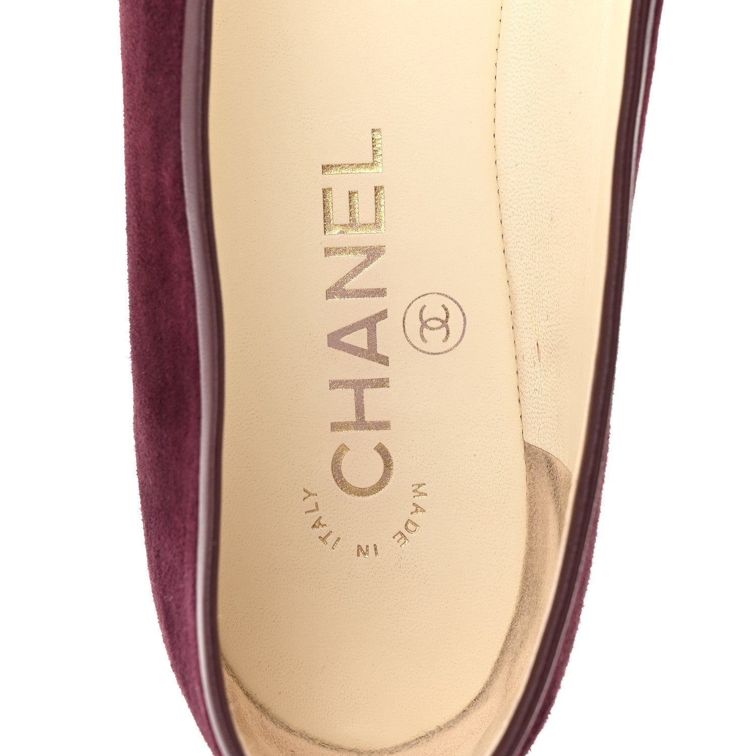 Suede Lambskin Cap Toe CC Ballerina Flats 41 Burgundy Black