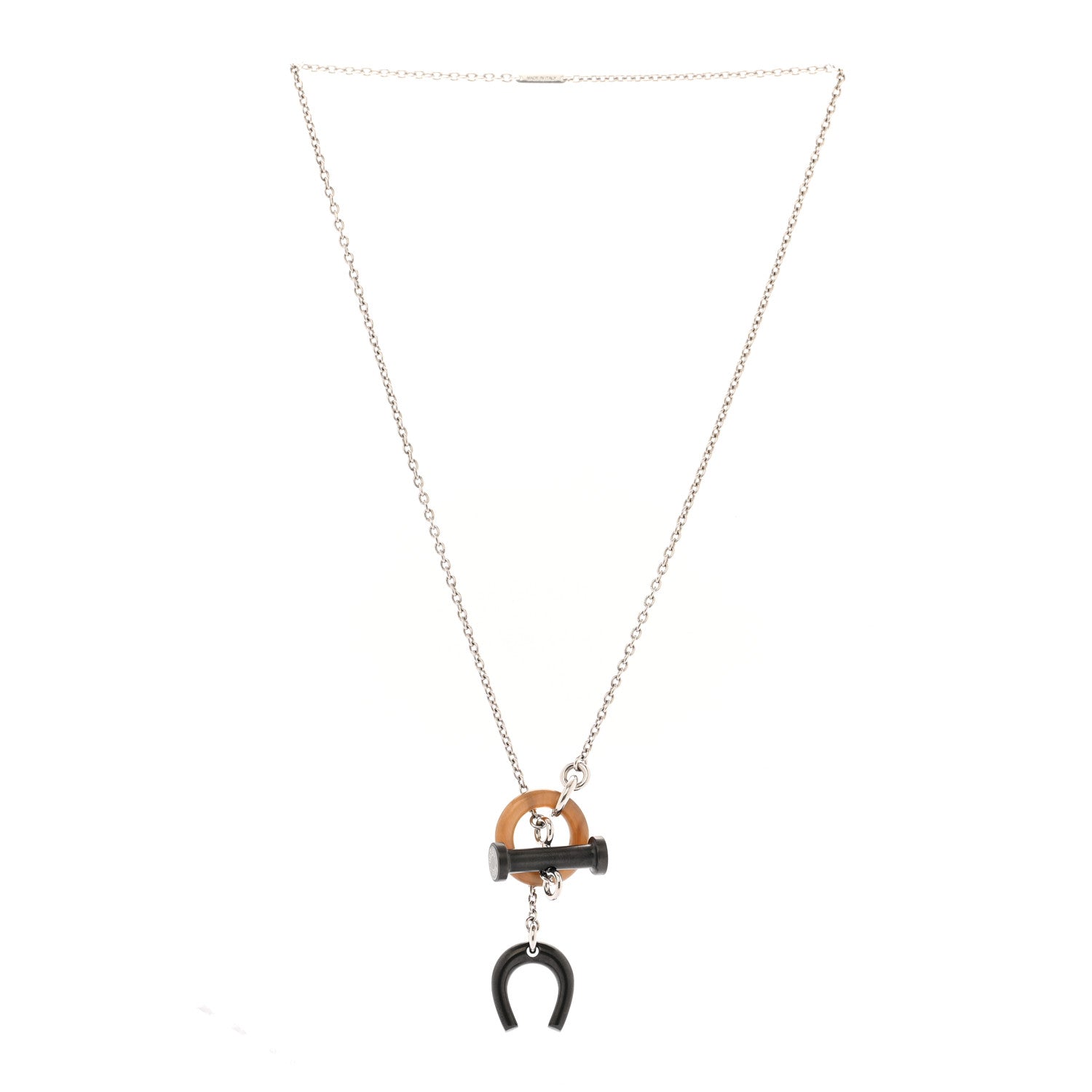 Palladium Buffalo Horn Mobile Equestre Necklace