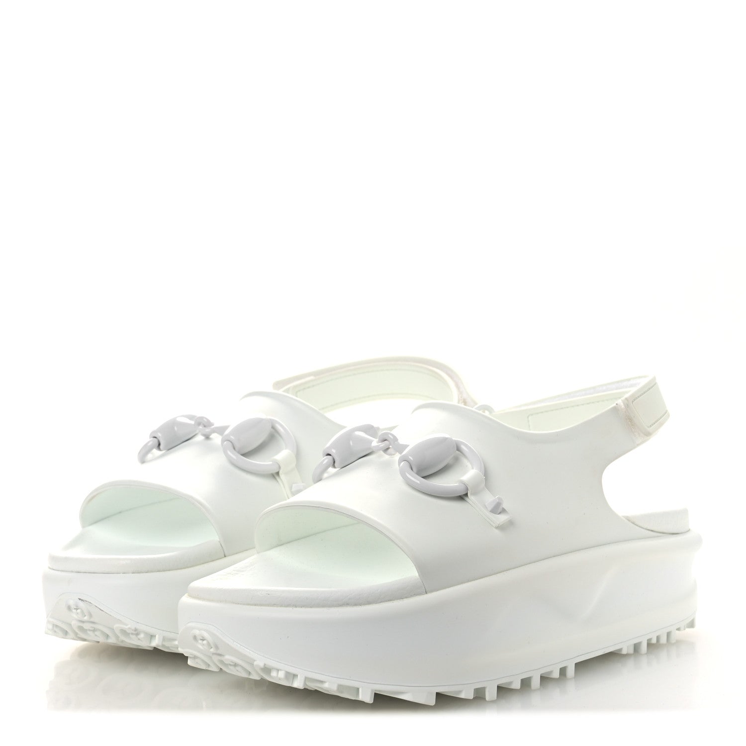 Soft Rubber Horsebit Touch Womens Strapped Sandals 38 Great White