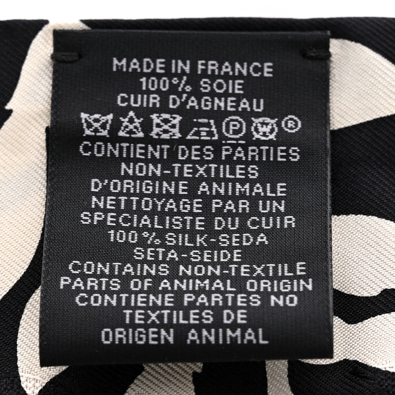 Silk Calfskin Bouquet Final Fringed Twilly Creme Black