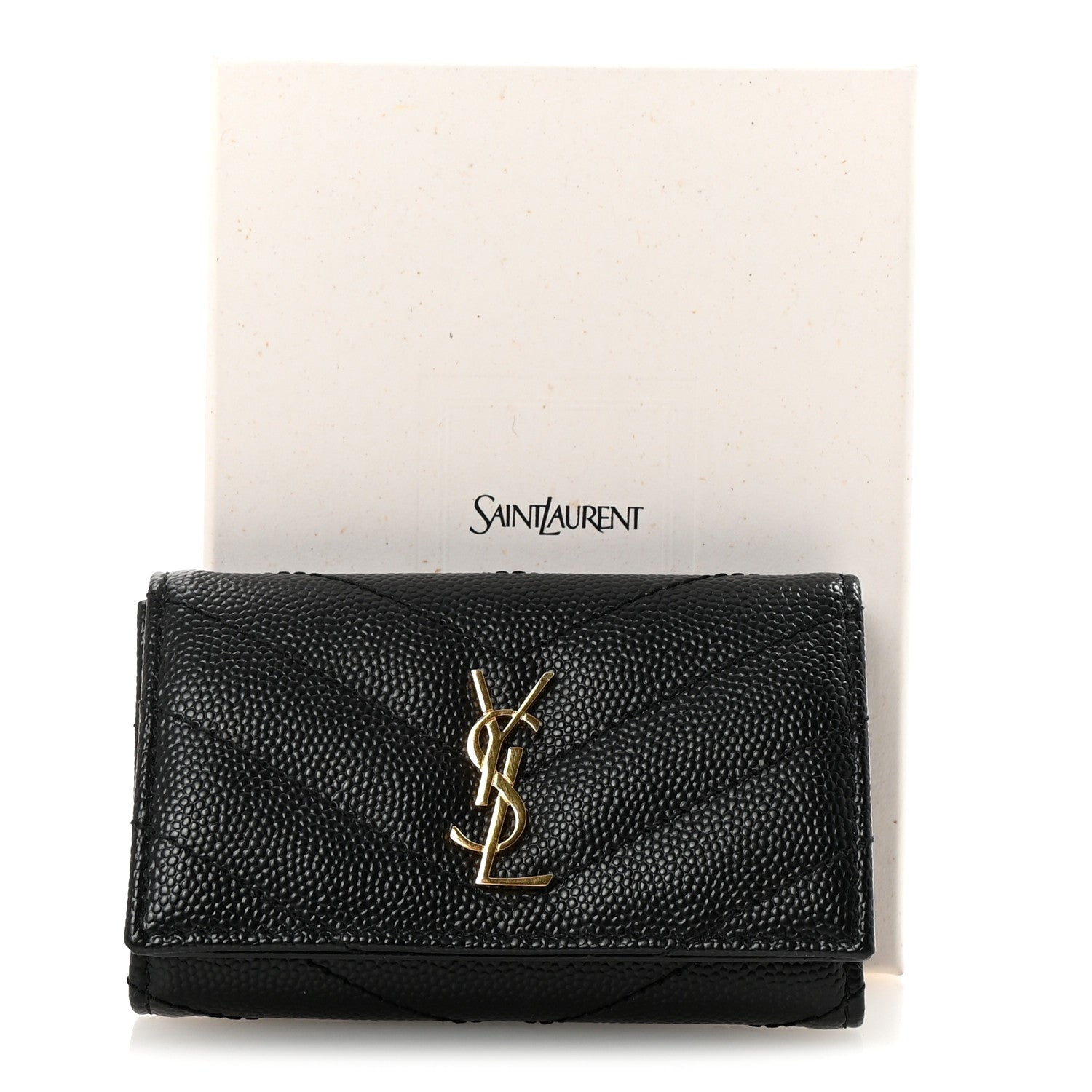 Grain de Poudre Matelasse Cassandre Monogram Slim Key Case Black