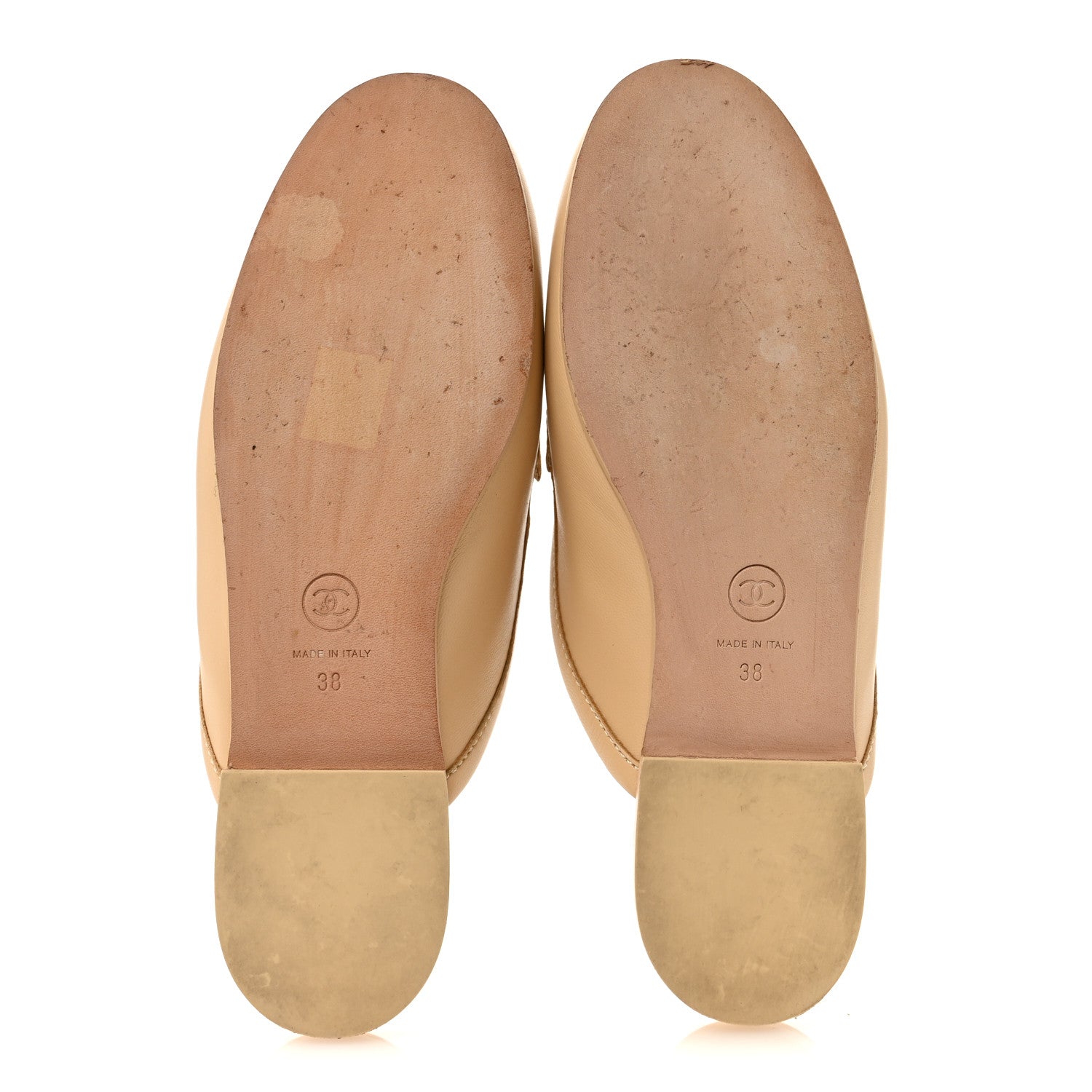 Lambskin Pearl CC Mules 38 Beige