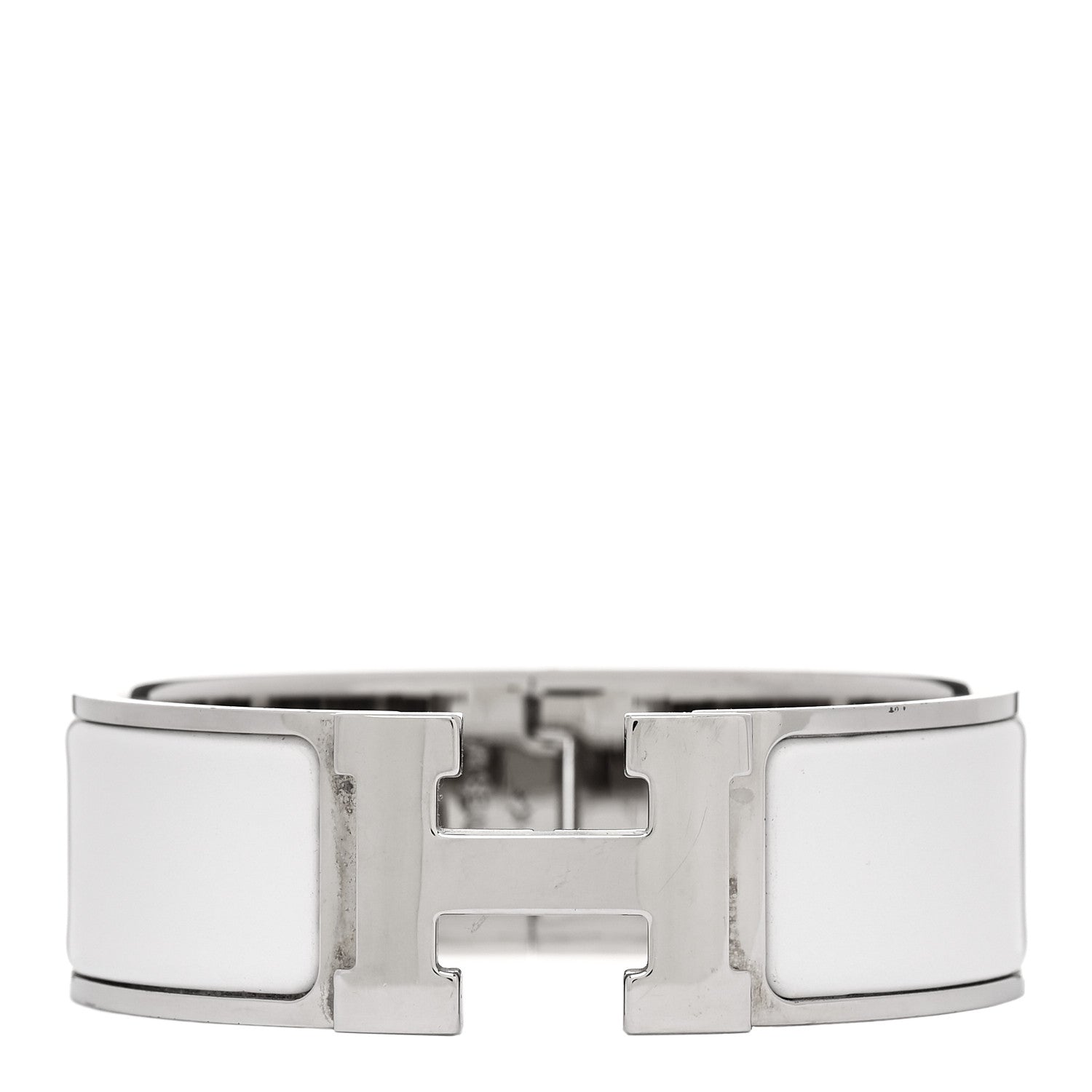 Enamel Wide Clic Clac H Bracelet PM White