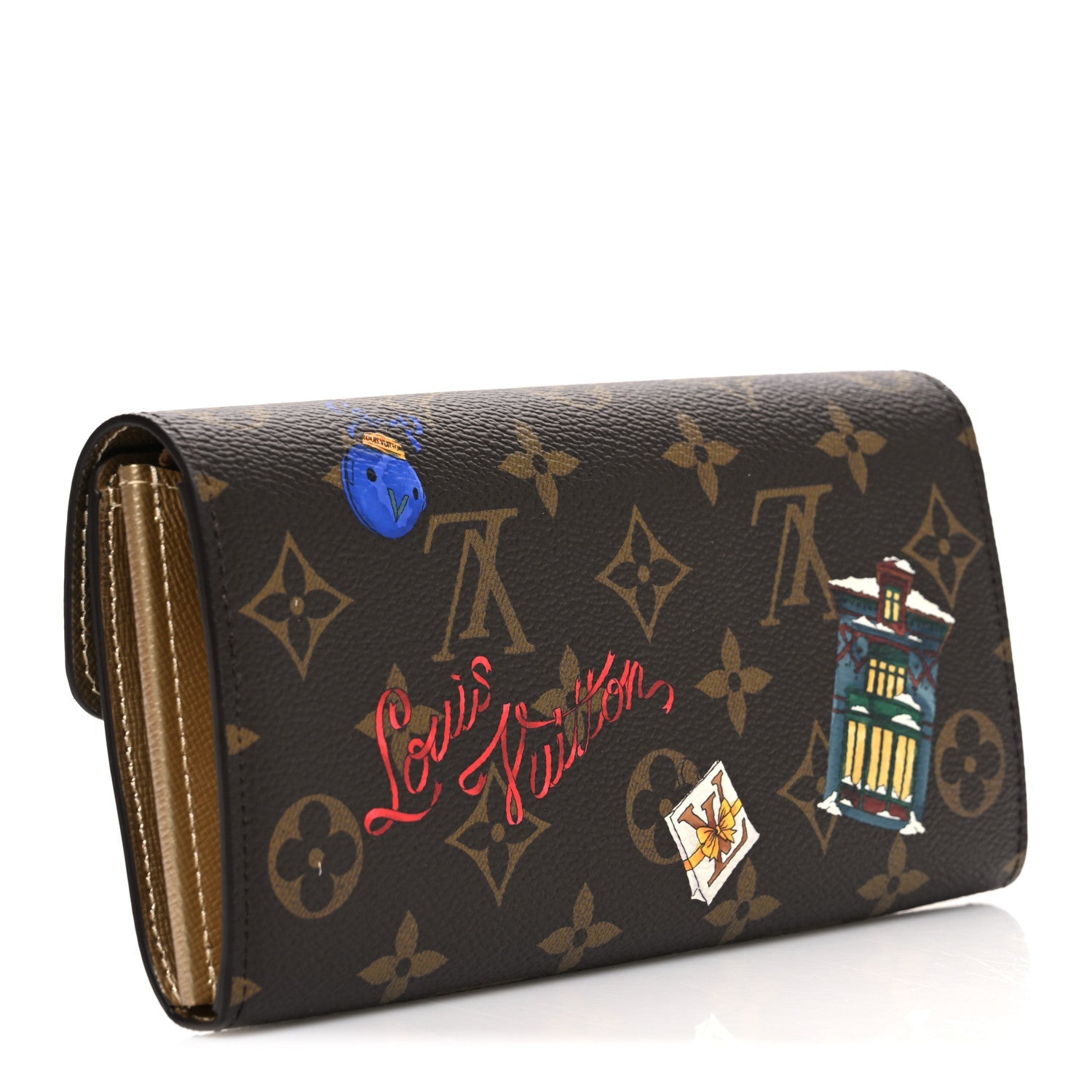 Monogram House Mascot Sarah Wallet NM Iced Gold