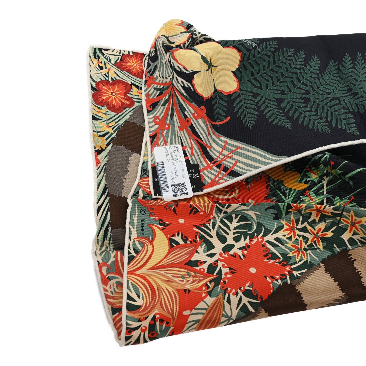 Silk Tyger Tyger Scarf 70 Black Beige Corail