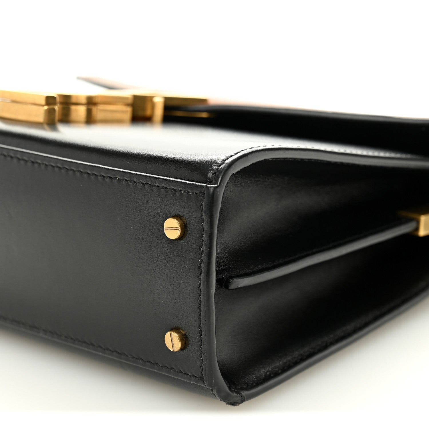 Calfskin Mini Classic Monogram Cassandra Top Handle Black Tan